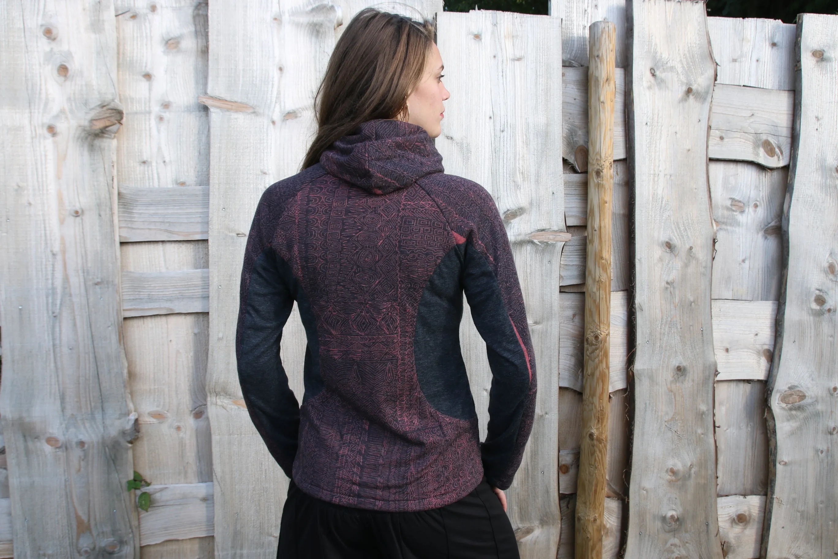 Jacket zip hood woman print