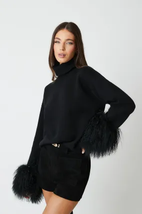 Jumper with Mongolian Fur Cuff
