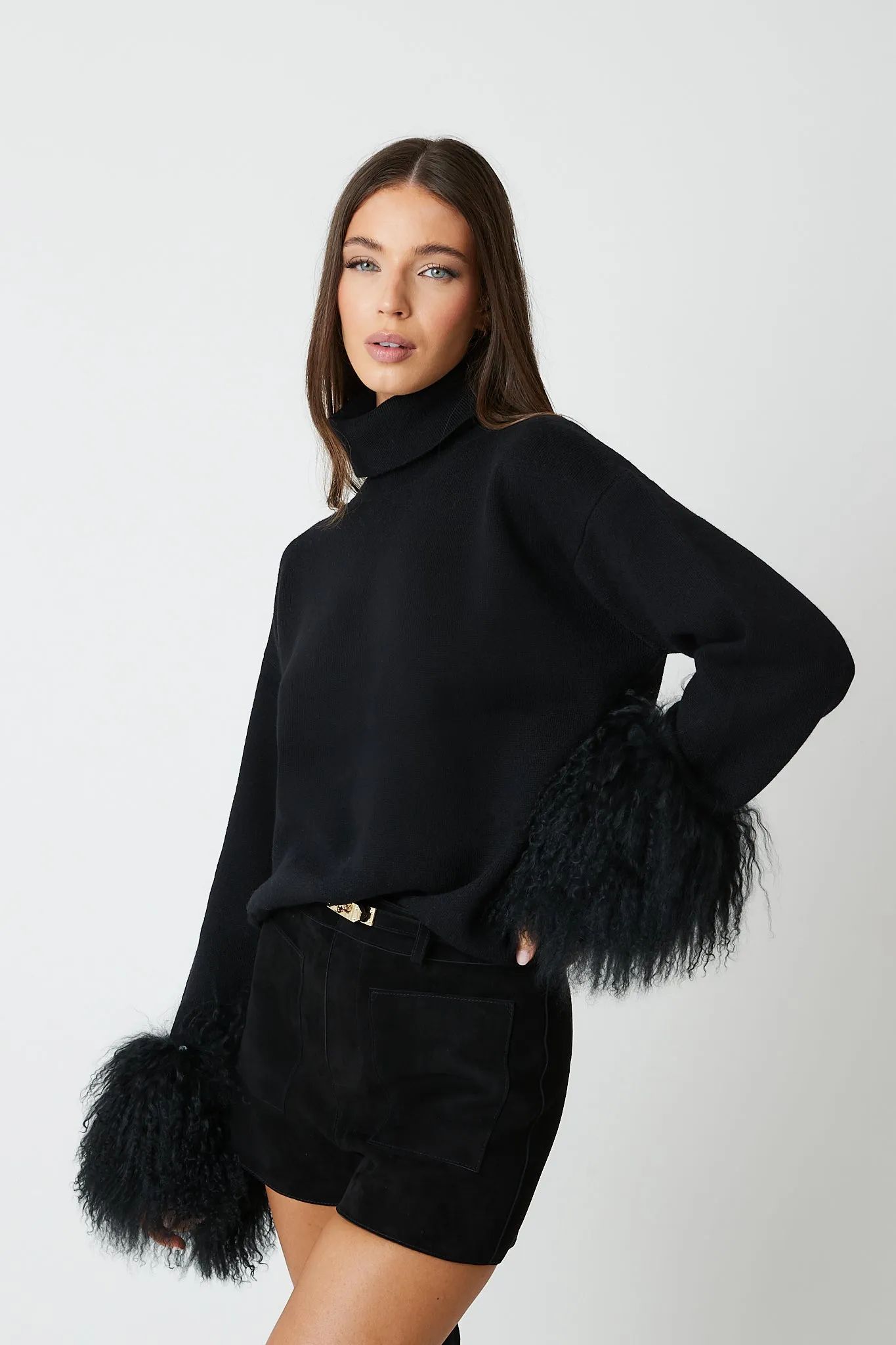 Jumper with Mongolian Fur Cuff