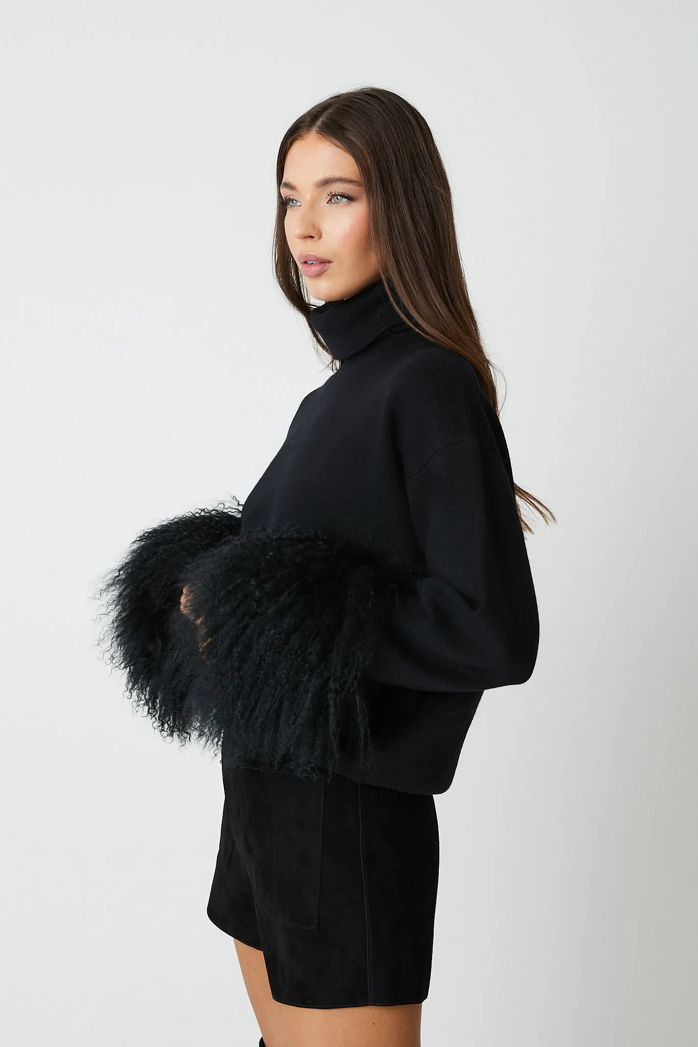 Jumper with Mongolian Fur Cuff