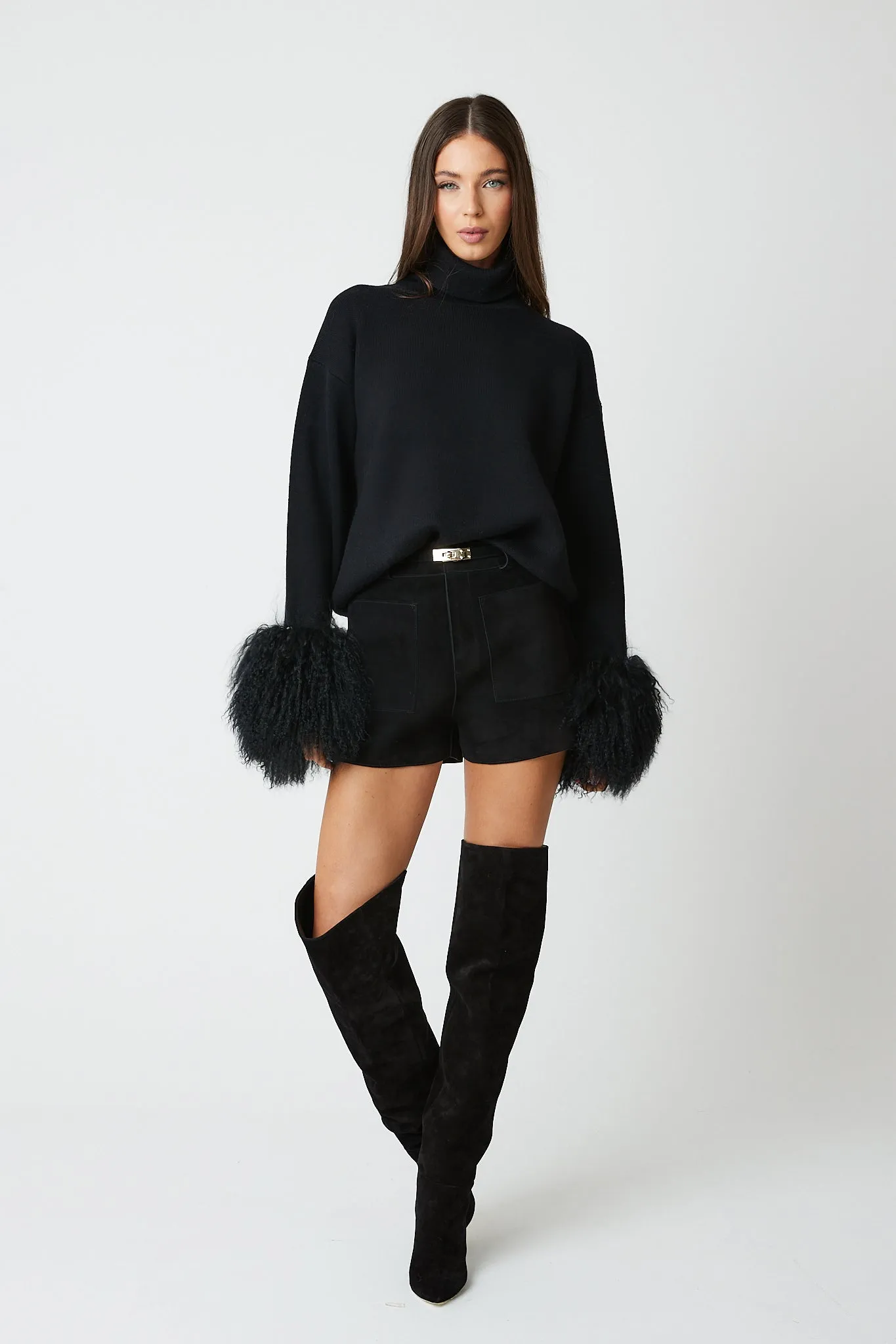 Jumper with Mongolian Fur Cuff