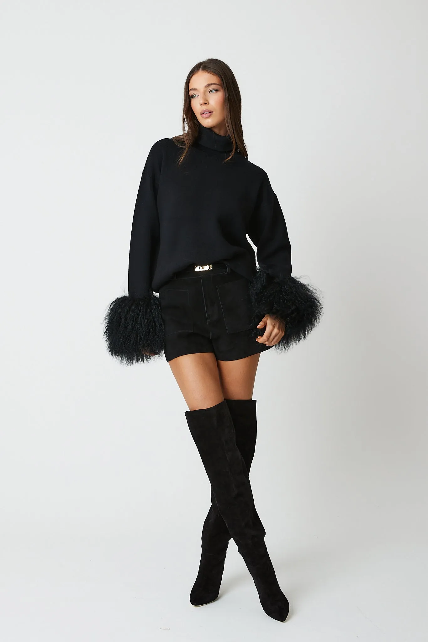 Jumper with Mongolian Fur Cuff