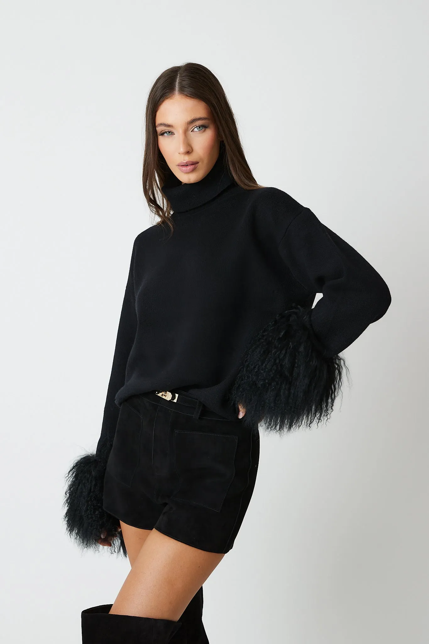 Jumper with Mongolian Fur Cuff