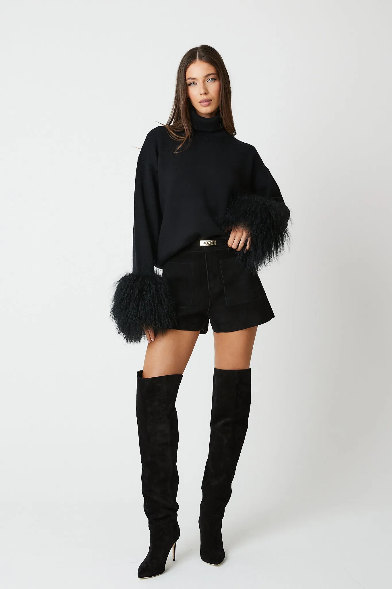 Jumper with Mongolian Fur Cuff