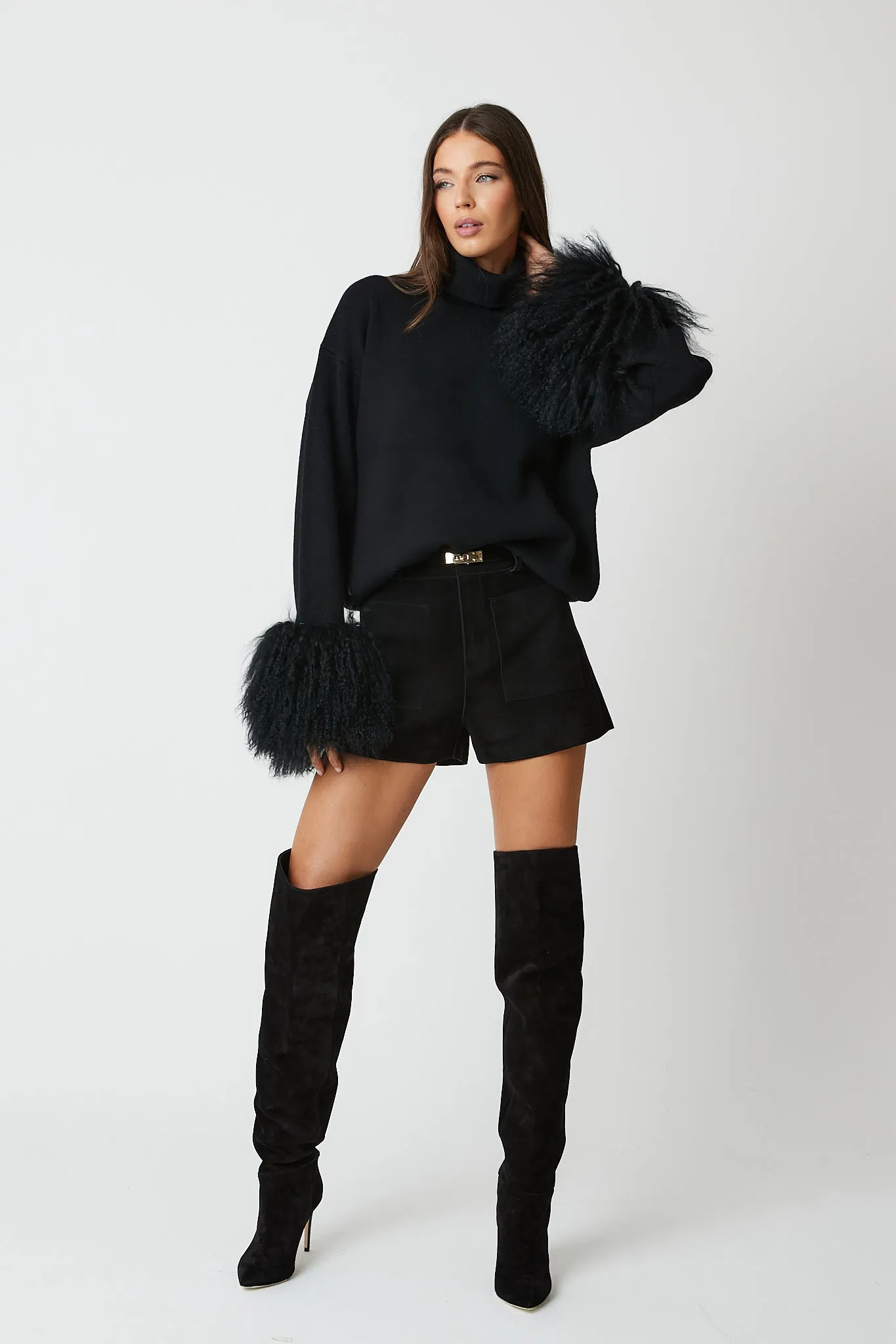 Jumper with Mongolian Fur Cuff
