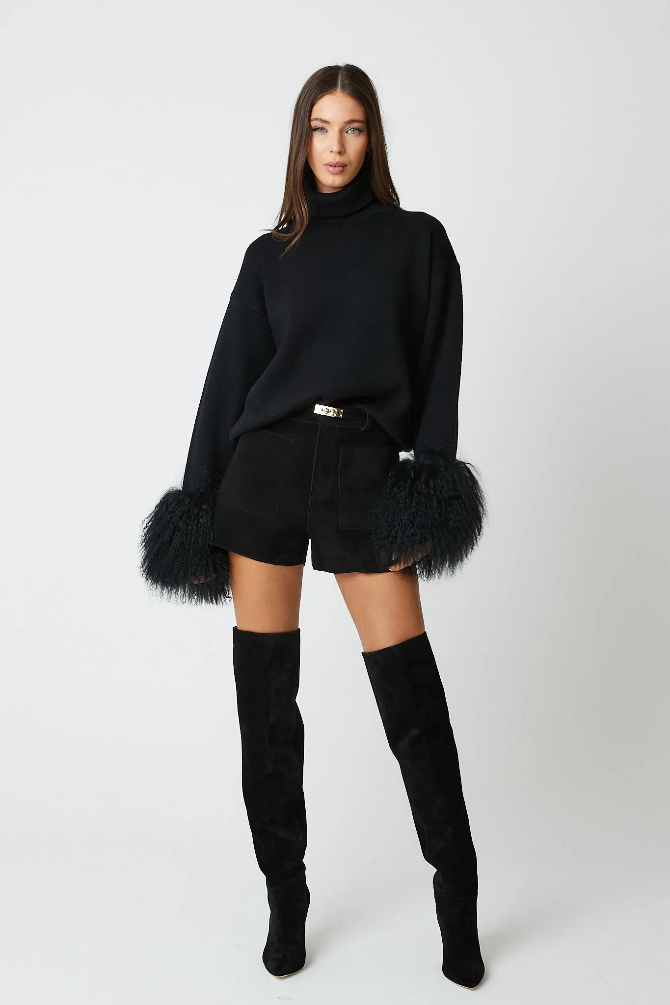 Jumper with Mongolian Fur Cuff