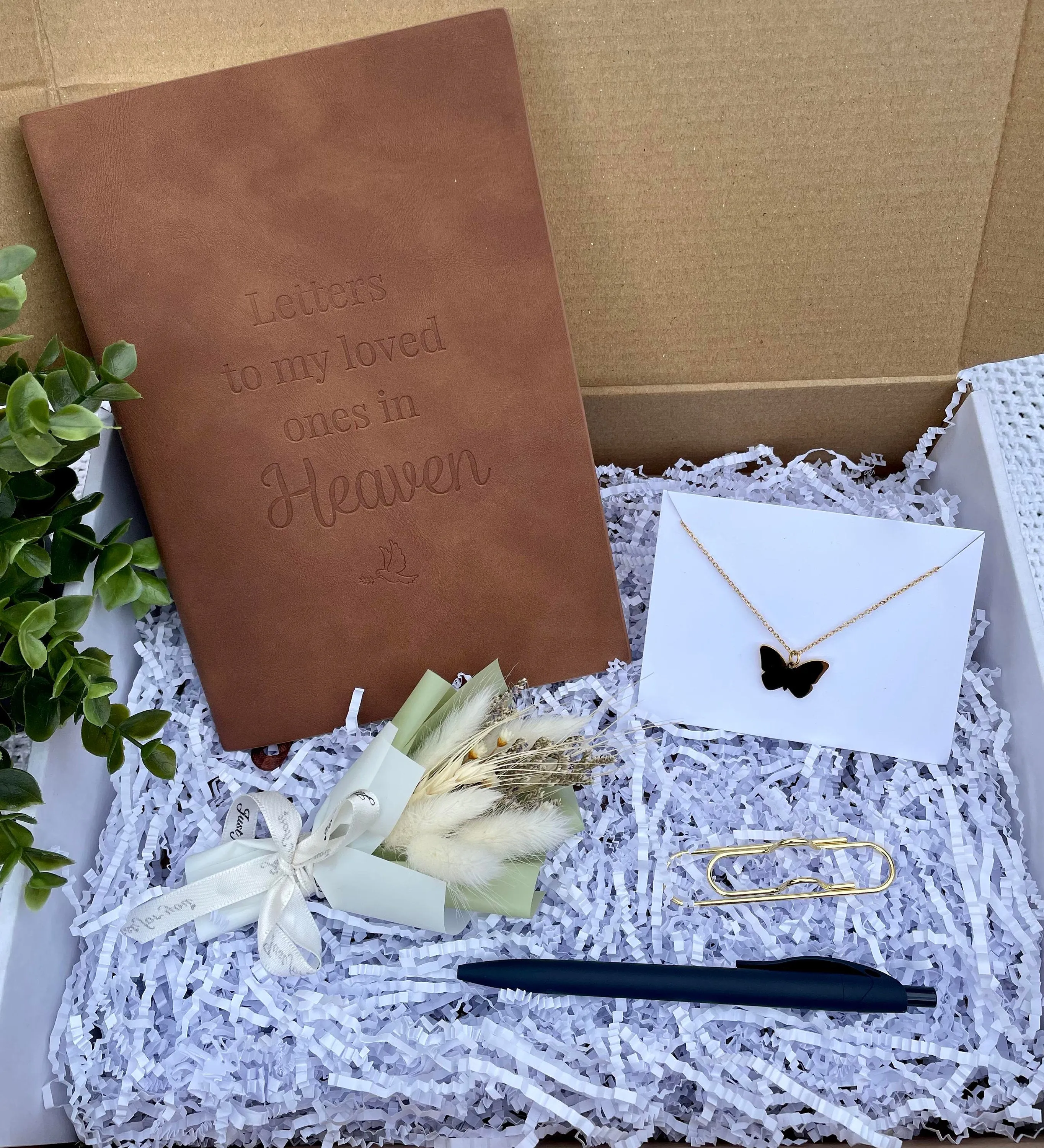Letters To My Loved Ones In Heaven Mini with Butterfly Necklace, Grief, Sympathy, Gift, Giftbox, Funeral, Memorial, Faith, Widow