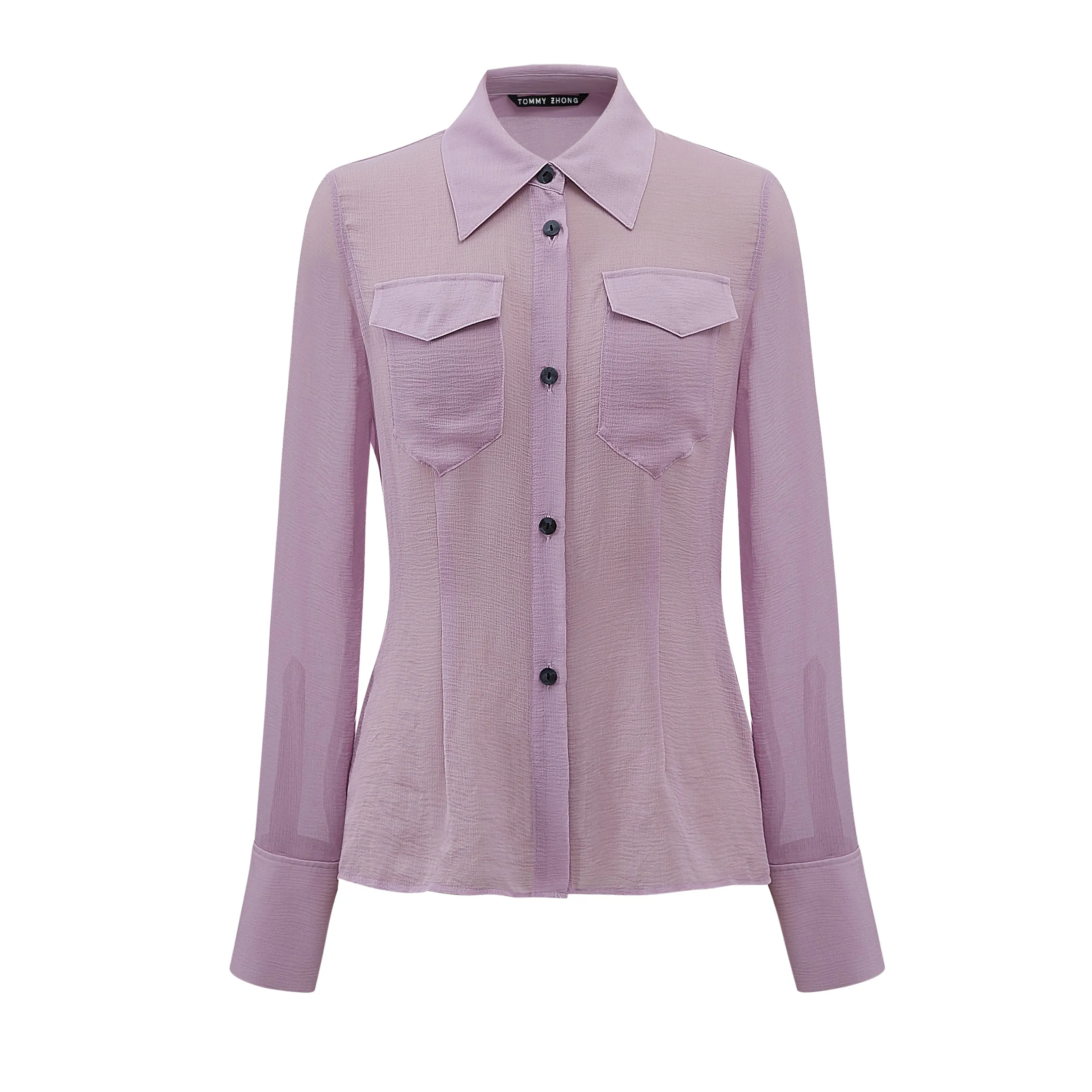 Lilac Crinkle Chiffon Shirt