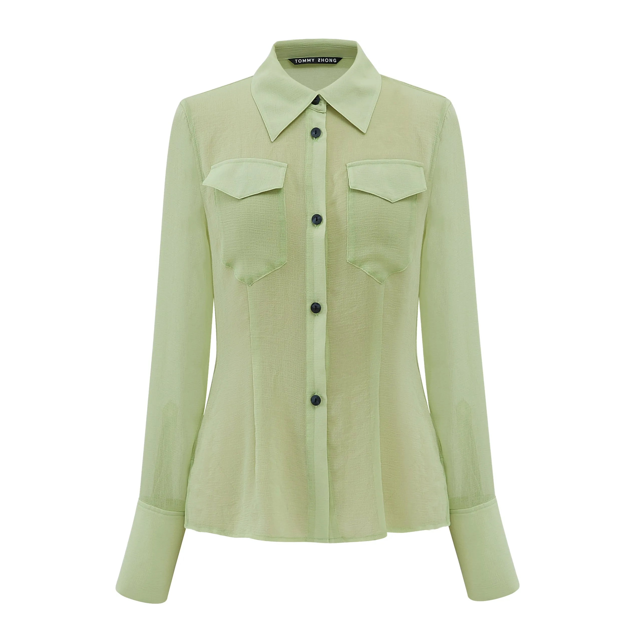 Lime Crinkle Chiffon Shirt