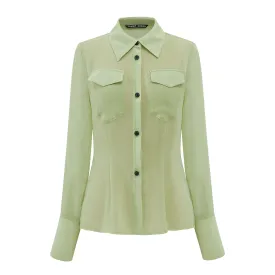Lime Crinkle Chiffon Shirt