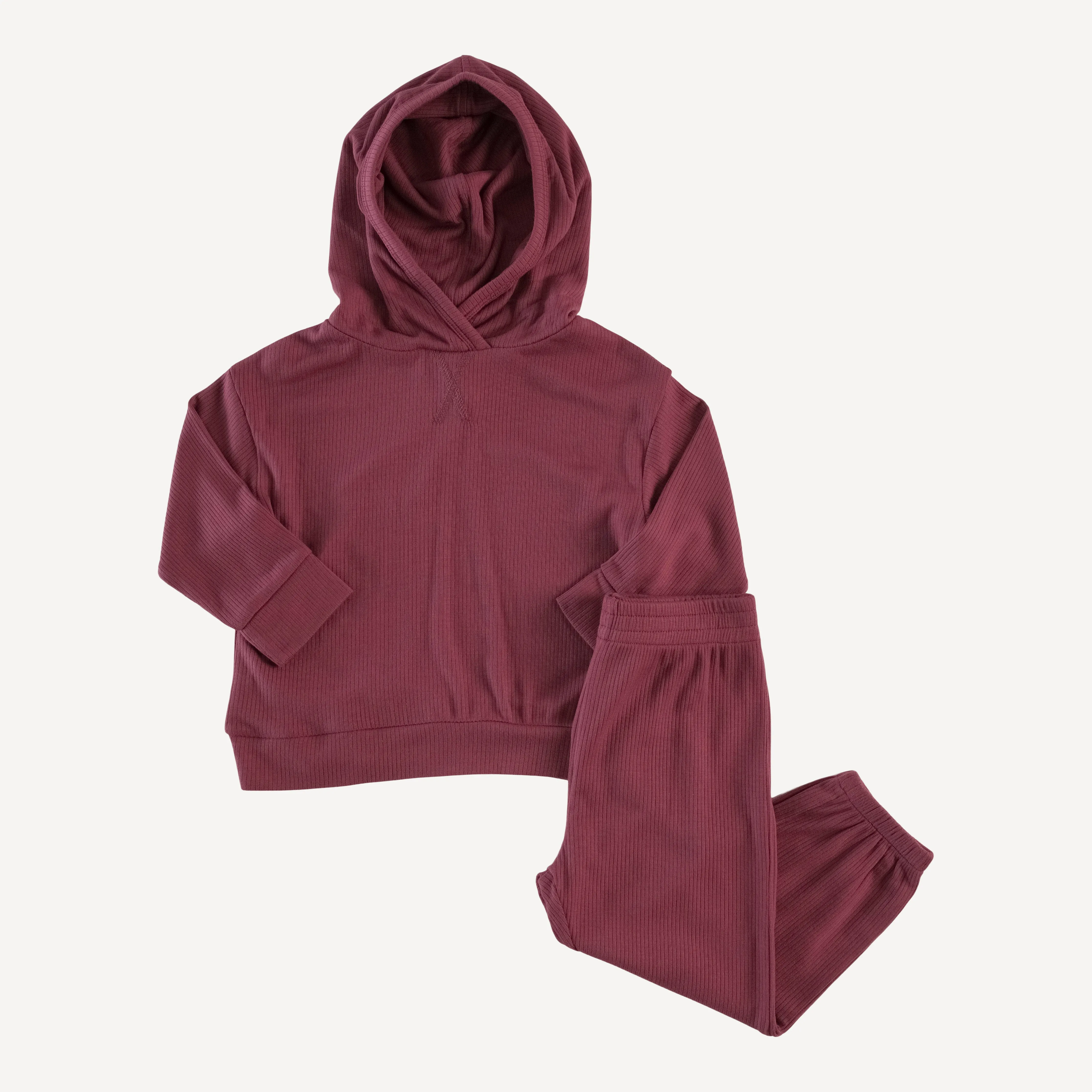 long sleeve boxy topstitch hoodie   relaxed jogger set | port | modal skinny rib