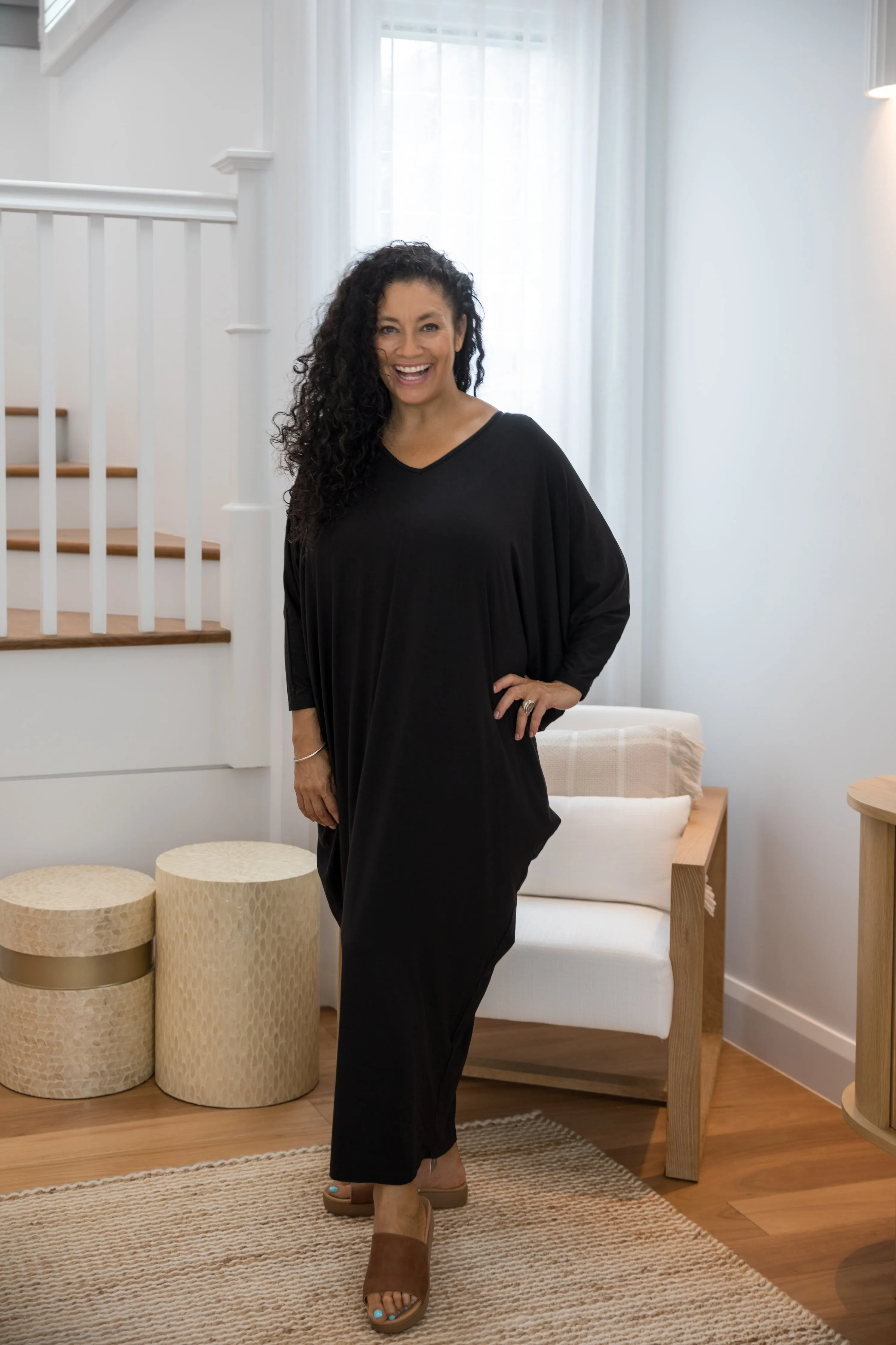 Long Sleeve Maxi Miracle Dress in Black