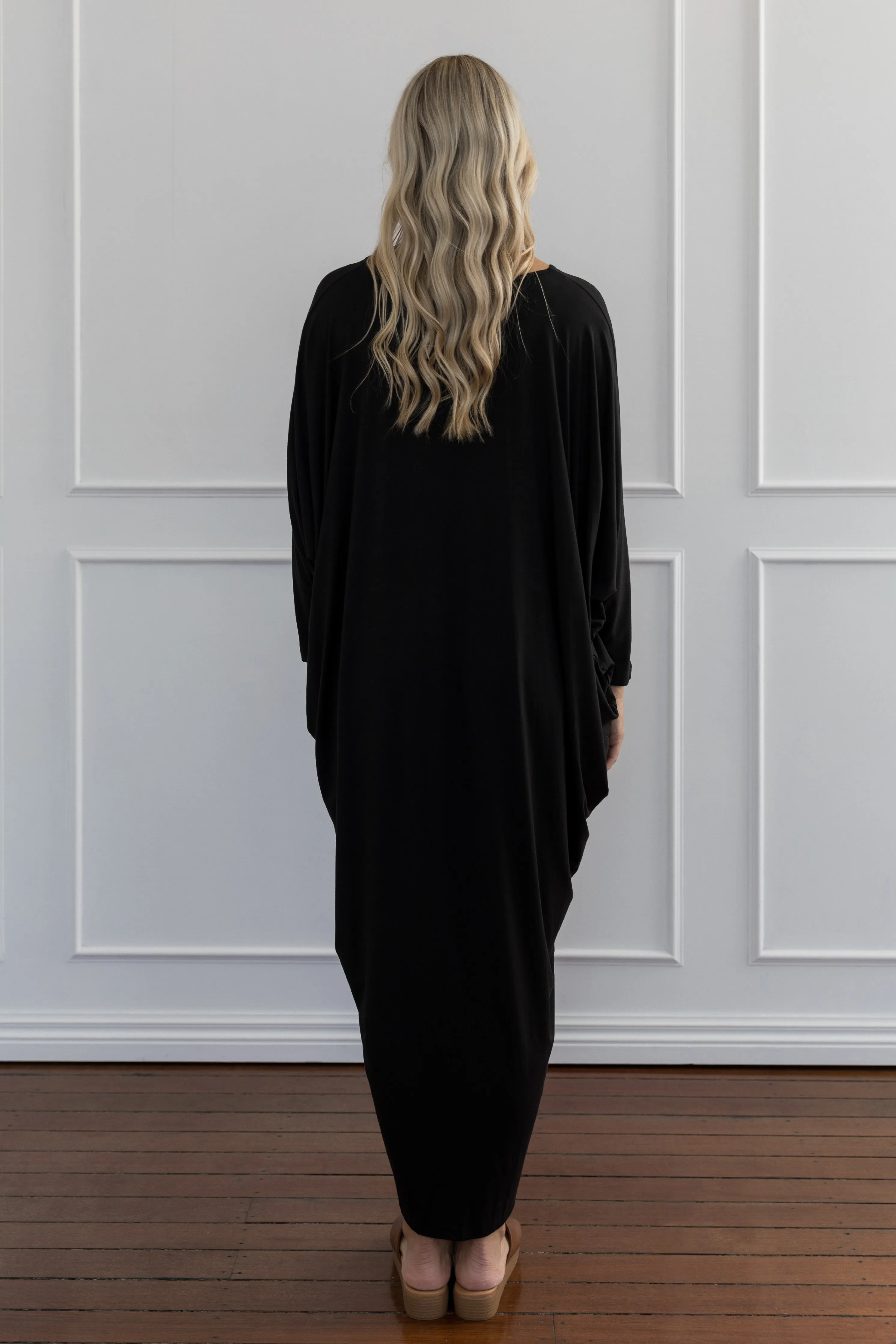 Long Sleeve Maxi Miracle Dress in Black