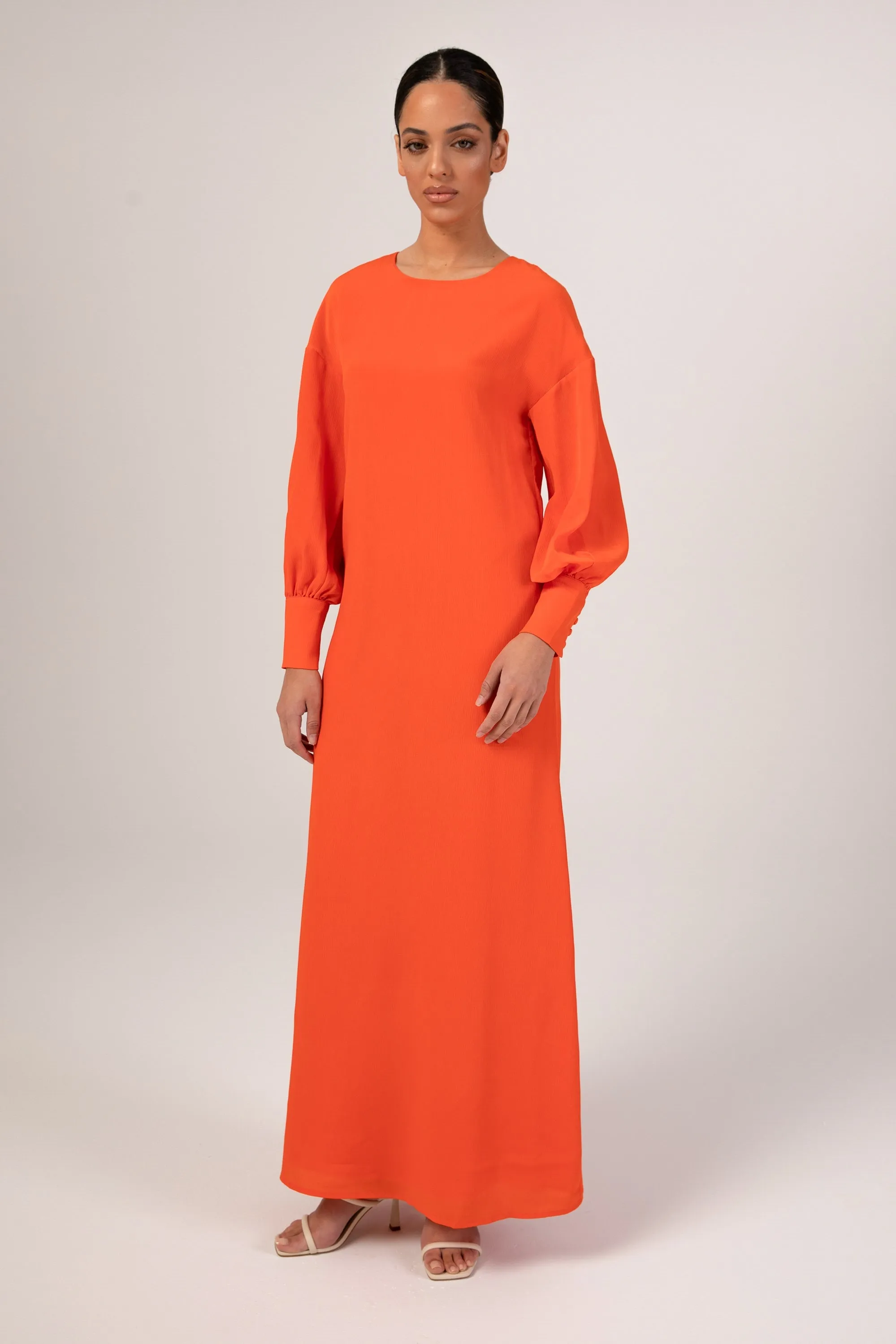 Madina Textured Maxi Dress - Scarlet Orange