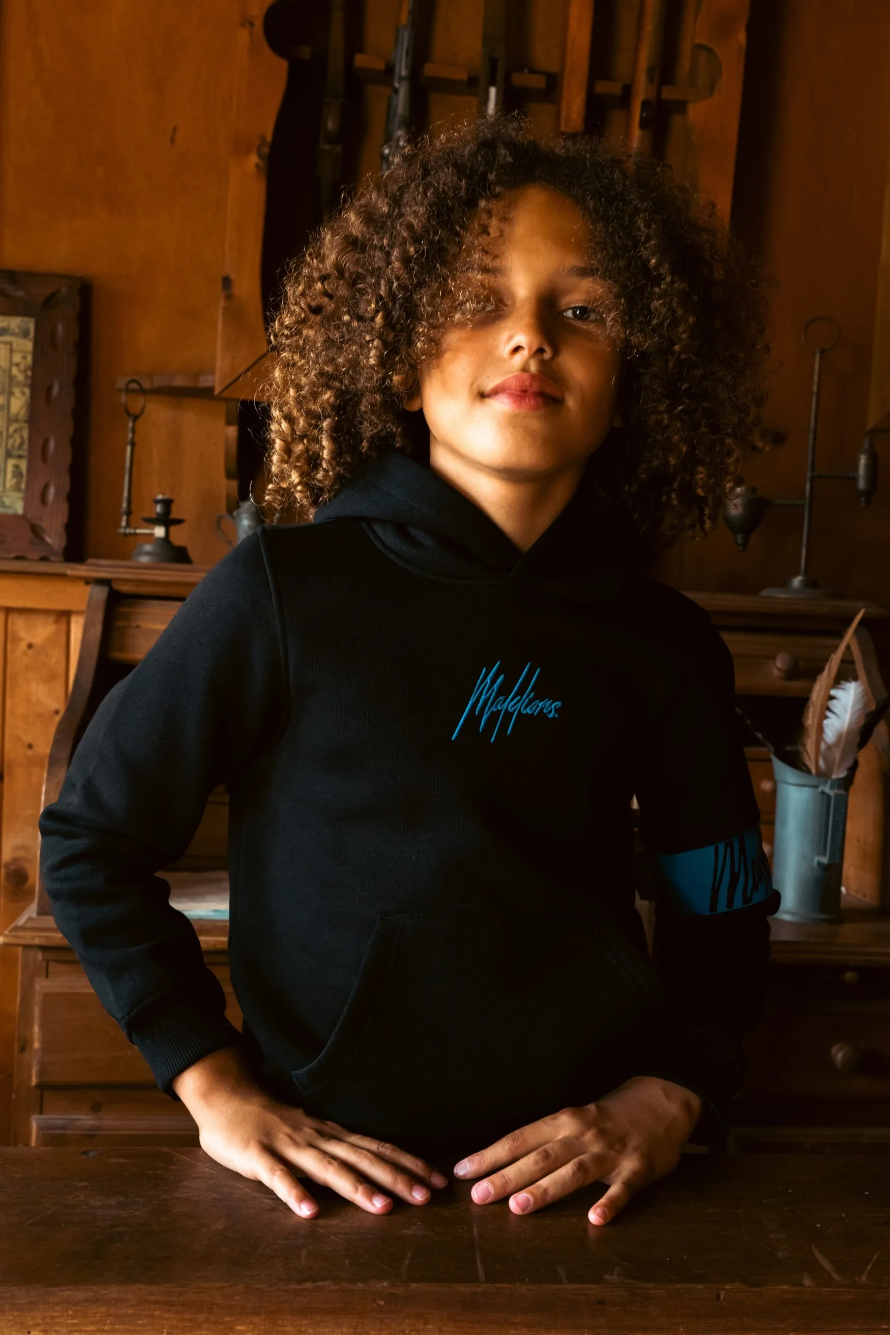 Malelions Junior Captain Hoodie | Black/Cobalt