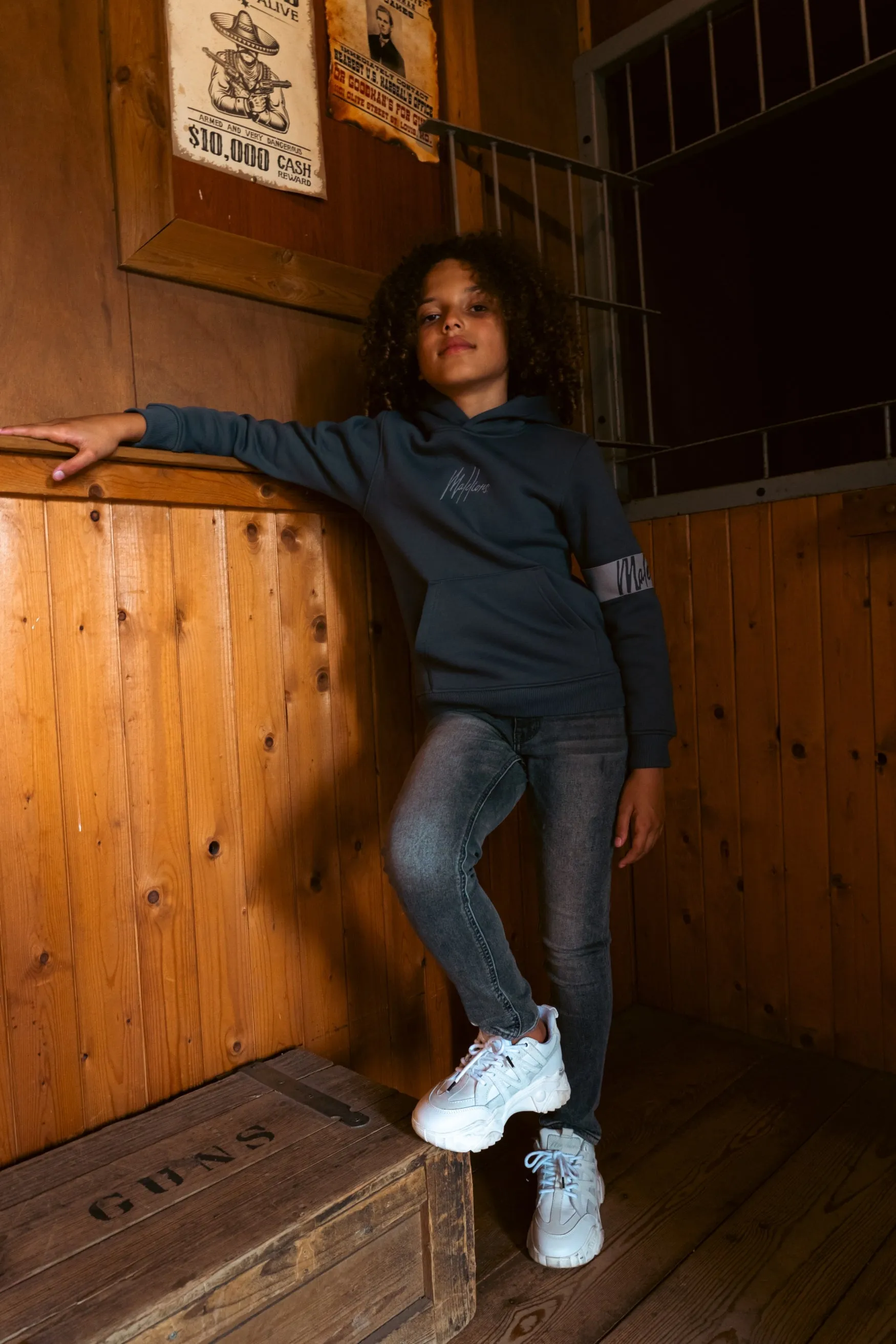 Malelions Junior Captain Hoodie | Dark Grey/Ice Blue