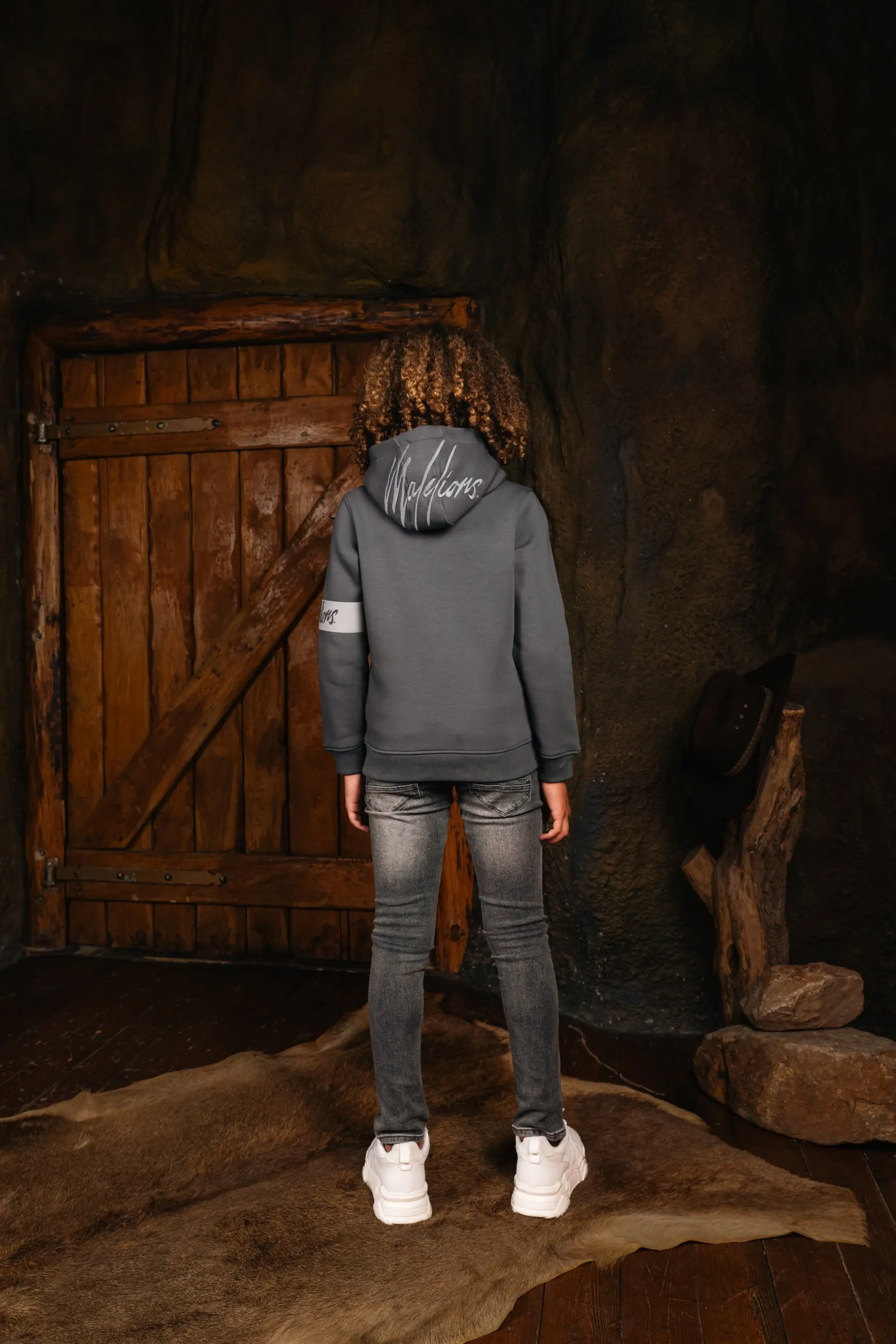 Malelions Junior Captain Hoodie | Dark Grey/Ice Blue