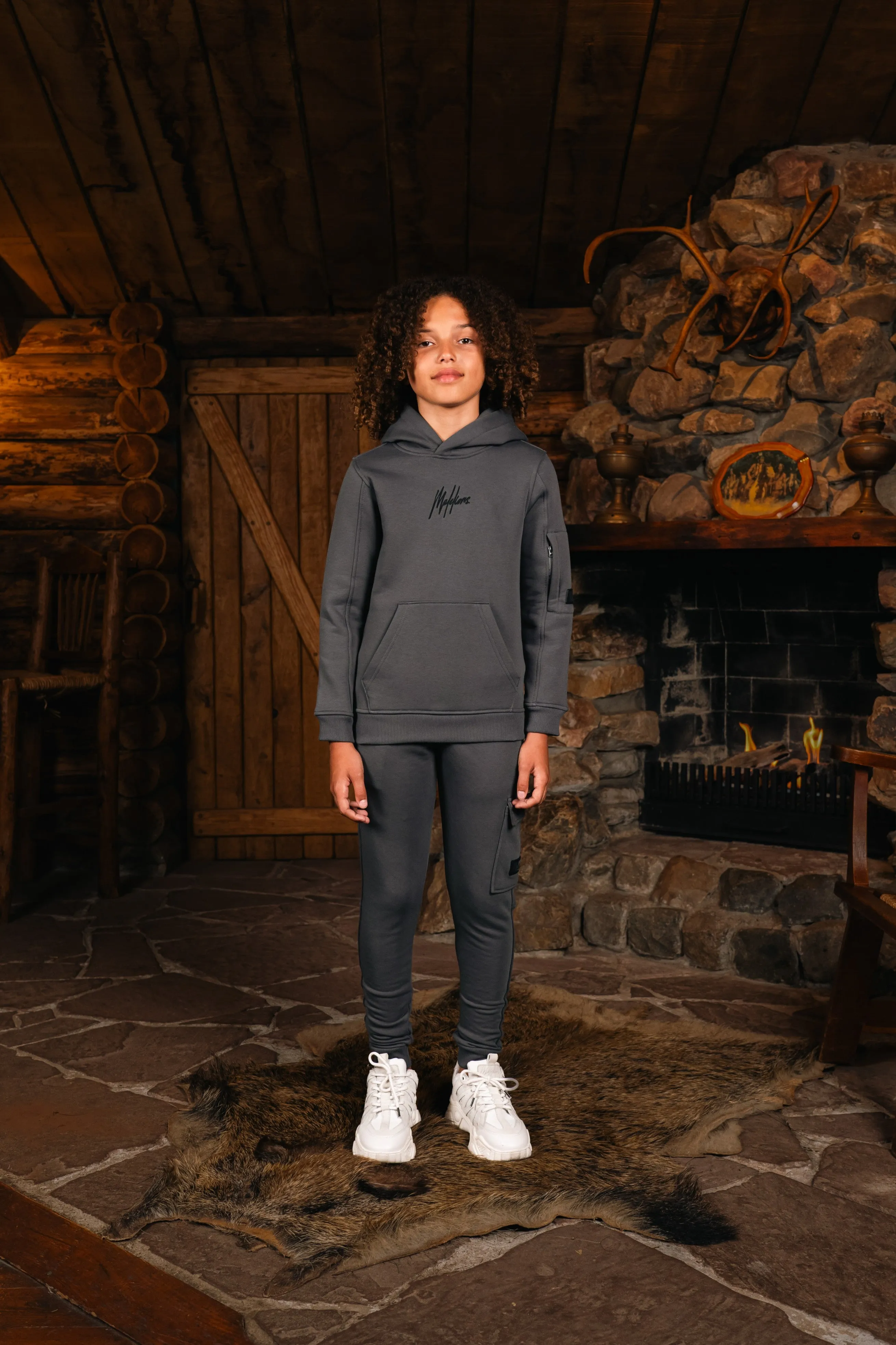 Malelions Junior Cargo Hoodie | Dark Grey