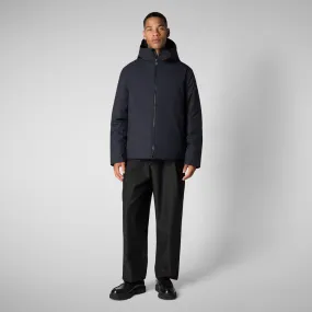 Mens Barnaby Hooded Puffer Jacket - Animal-Free, Blue Black