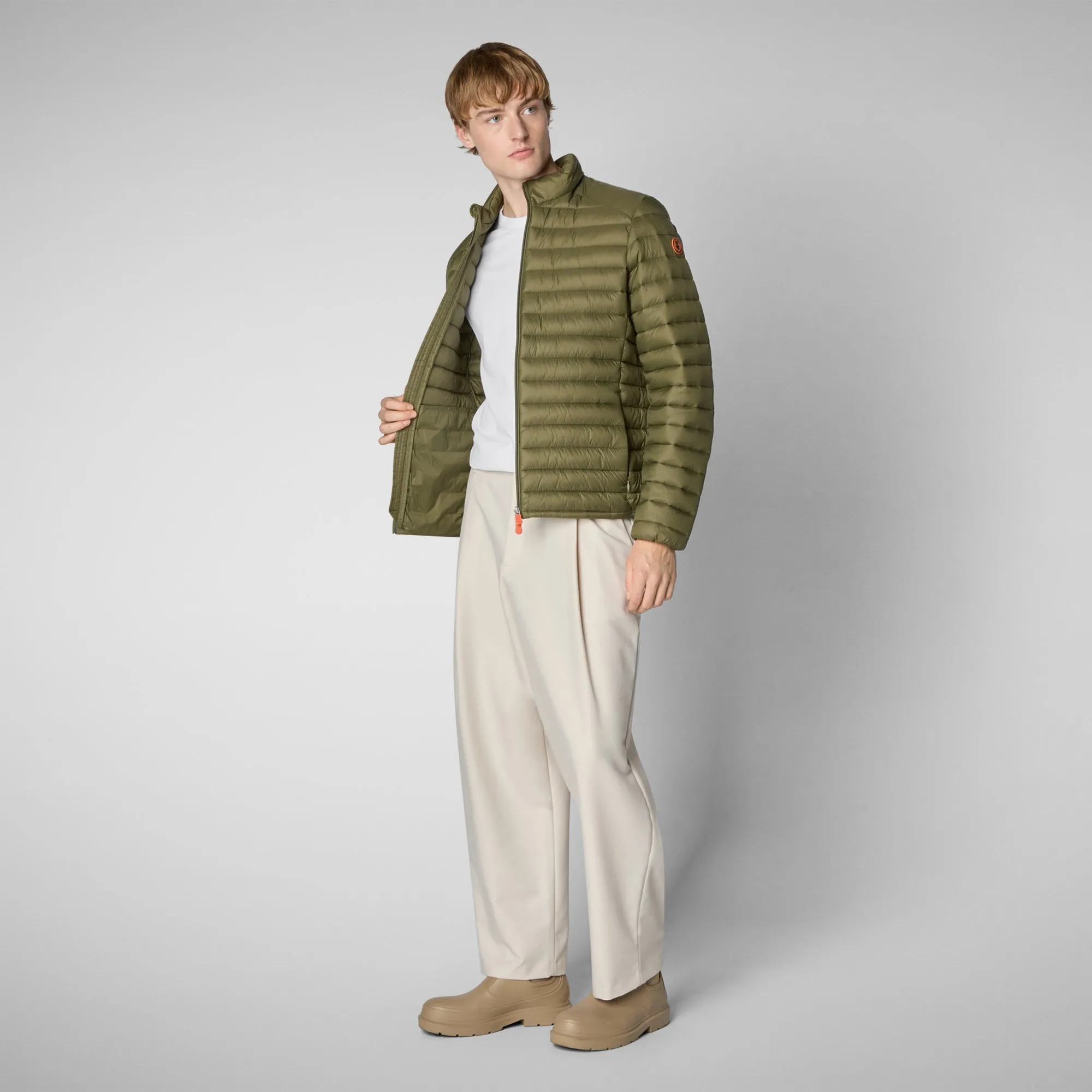 Man's animal free puffer jacket Alexander in dusty olive