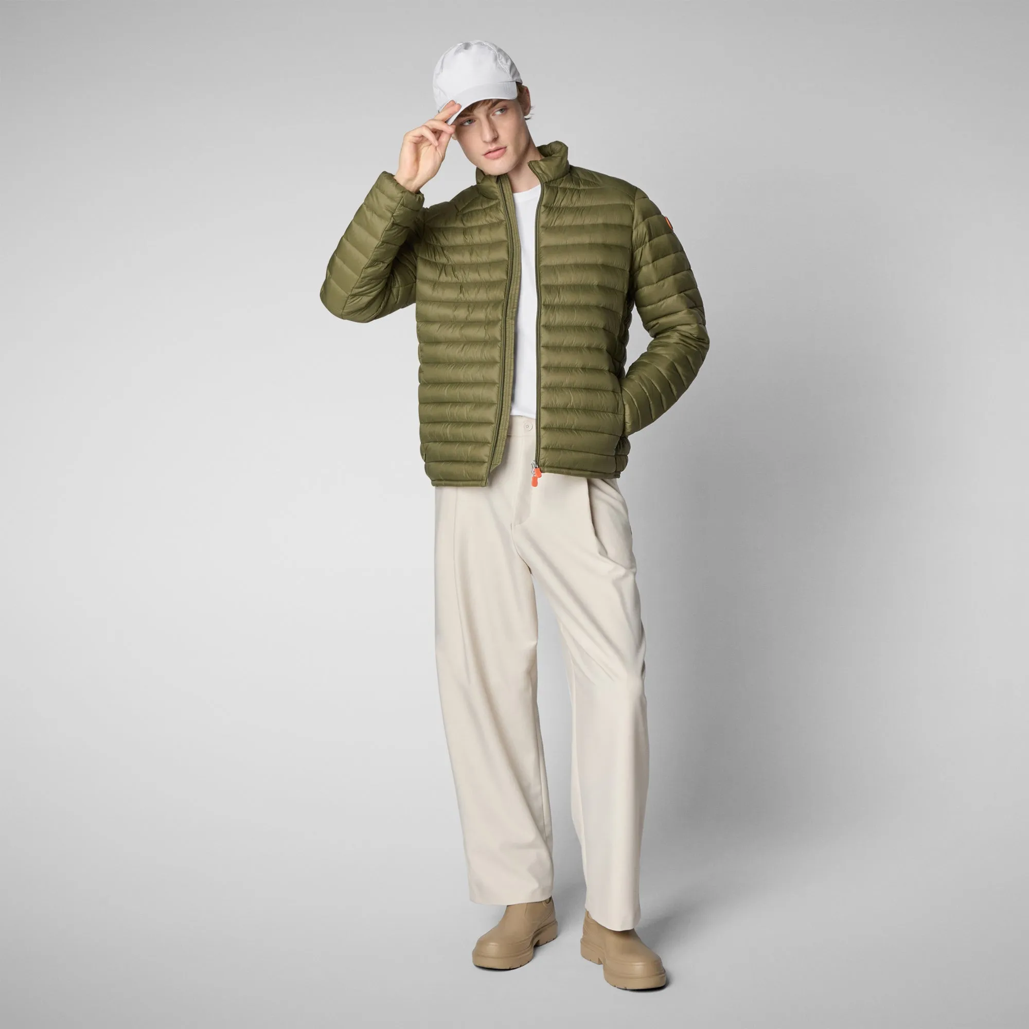 Man's animal free puffer jacket Alexander in dusty olive