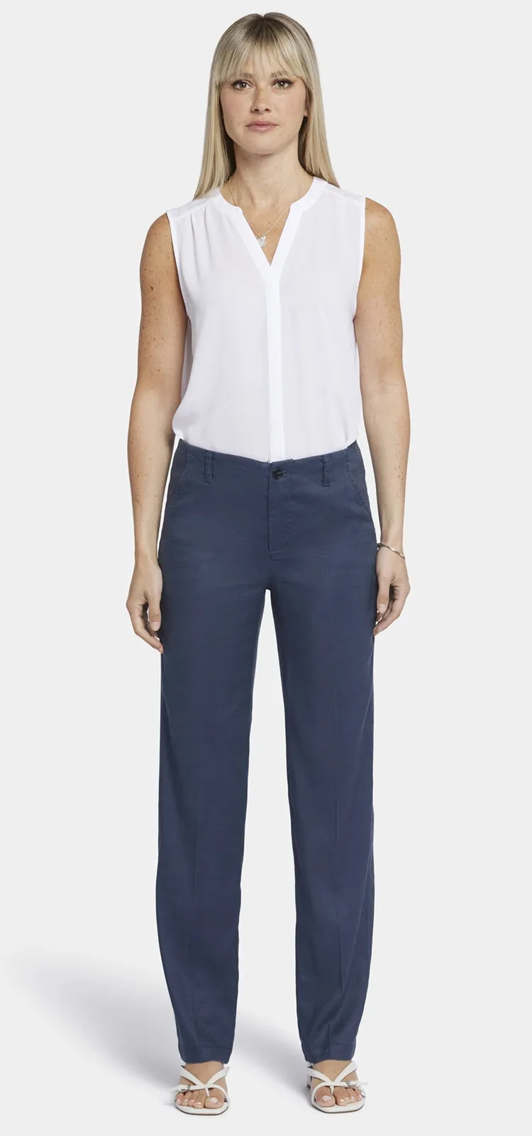 Marilyn Trouser Donkerblauw Stretch Linnen | Oxford Navy