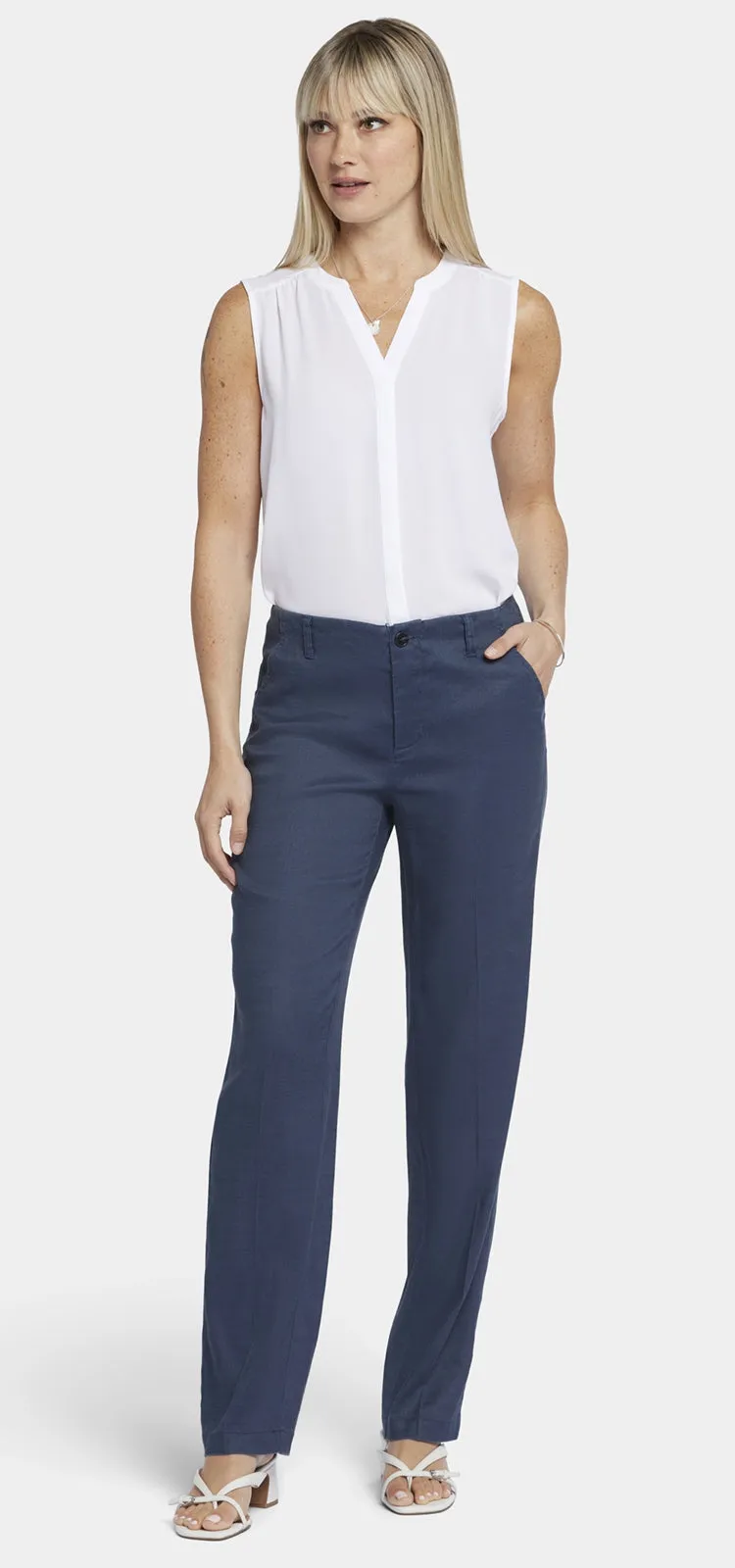 Marilyn Trouser Donkerblauw Stretch Linnen | Oxford Navy