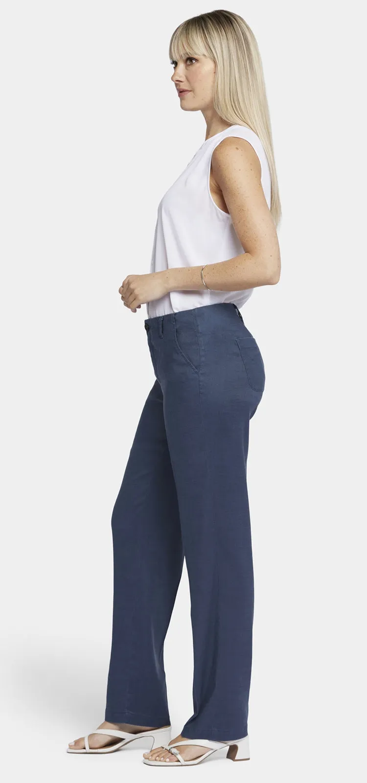 Marilyn Trouser Donkerblauw Stretch Linnen | Oxford Navy