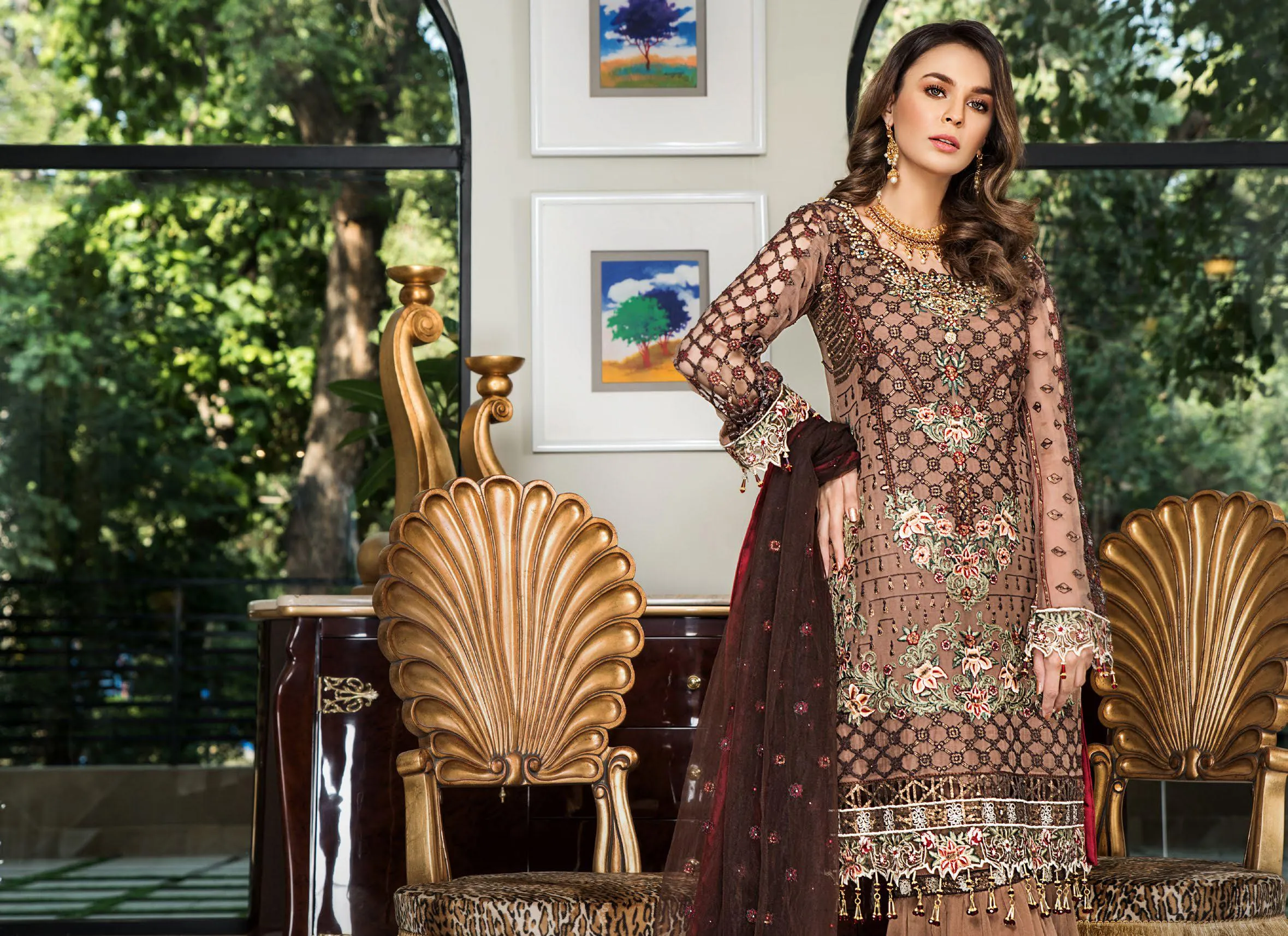 Maryam's Gold Luxury Embroidered Chiffon Collection Vol 5 – MG-60