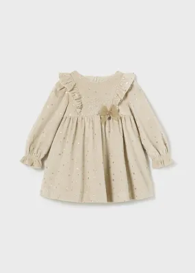 Mayoral 2904 032 - Almond Velvet Dress