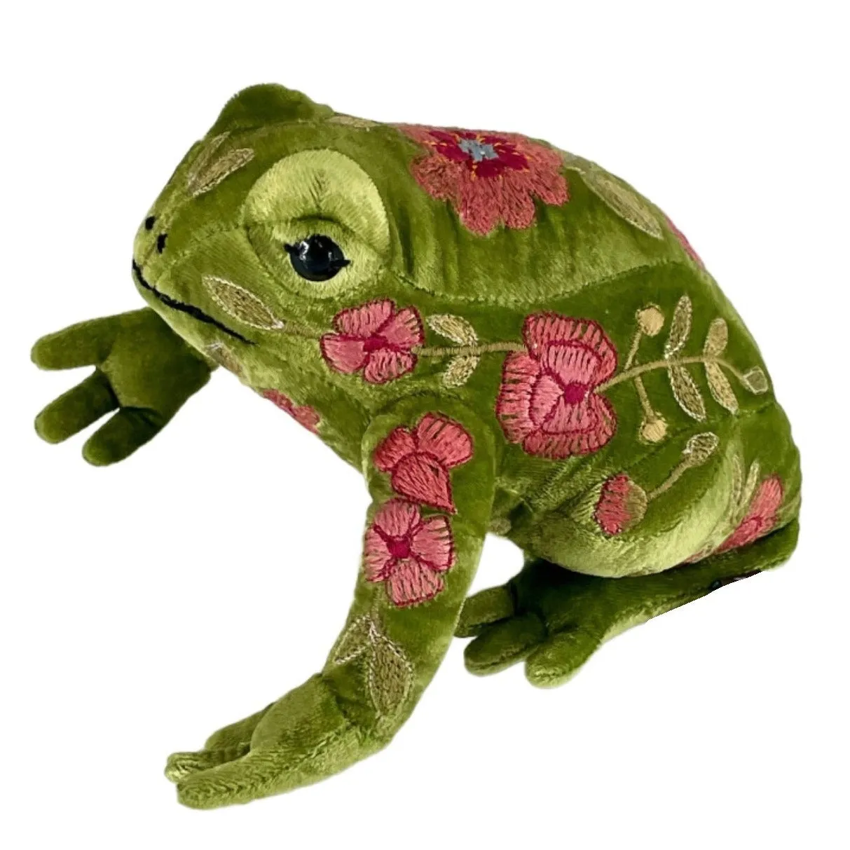 'Megan Frog' Hand Embroidered Silk Velvet Animal Decoration