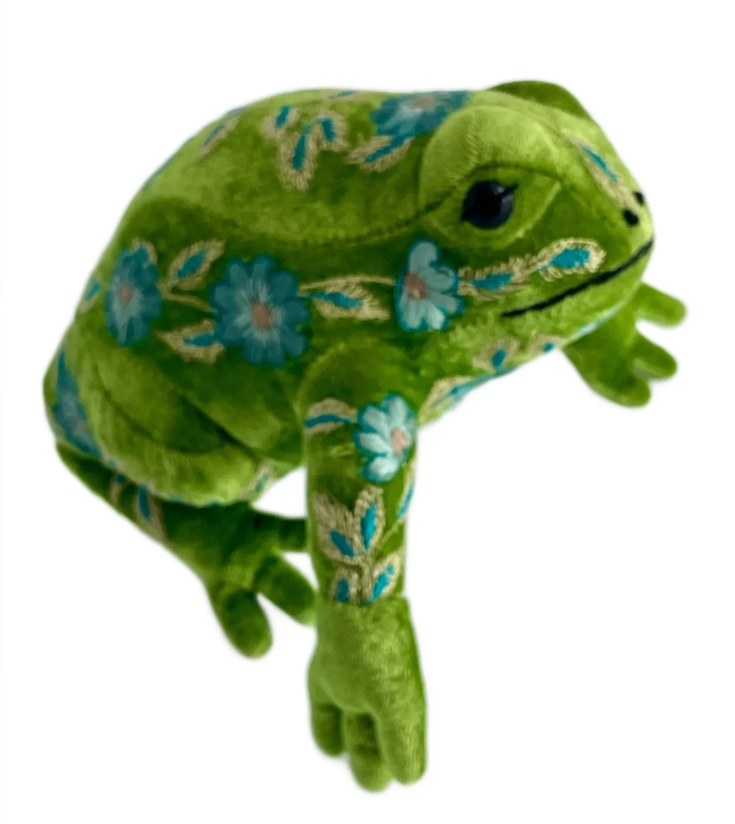 'Megan Frog' Hand Embroidered Silk Velvet Animal Decoration
