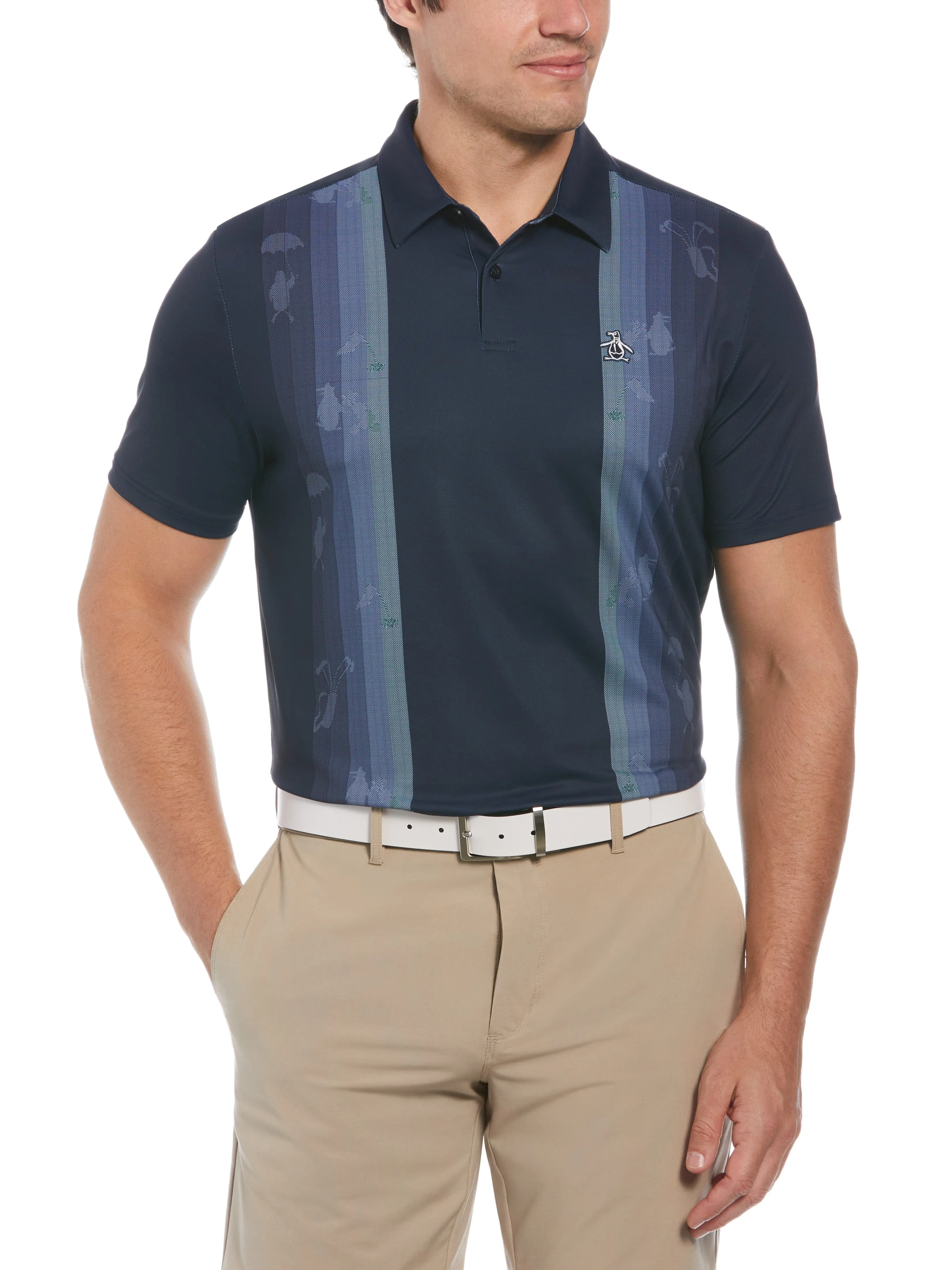 Men's Pete Vertical Color Block Print Short Sleeve Golf Polo Shirt
