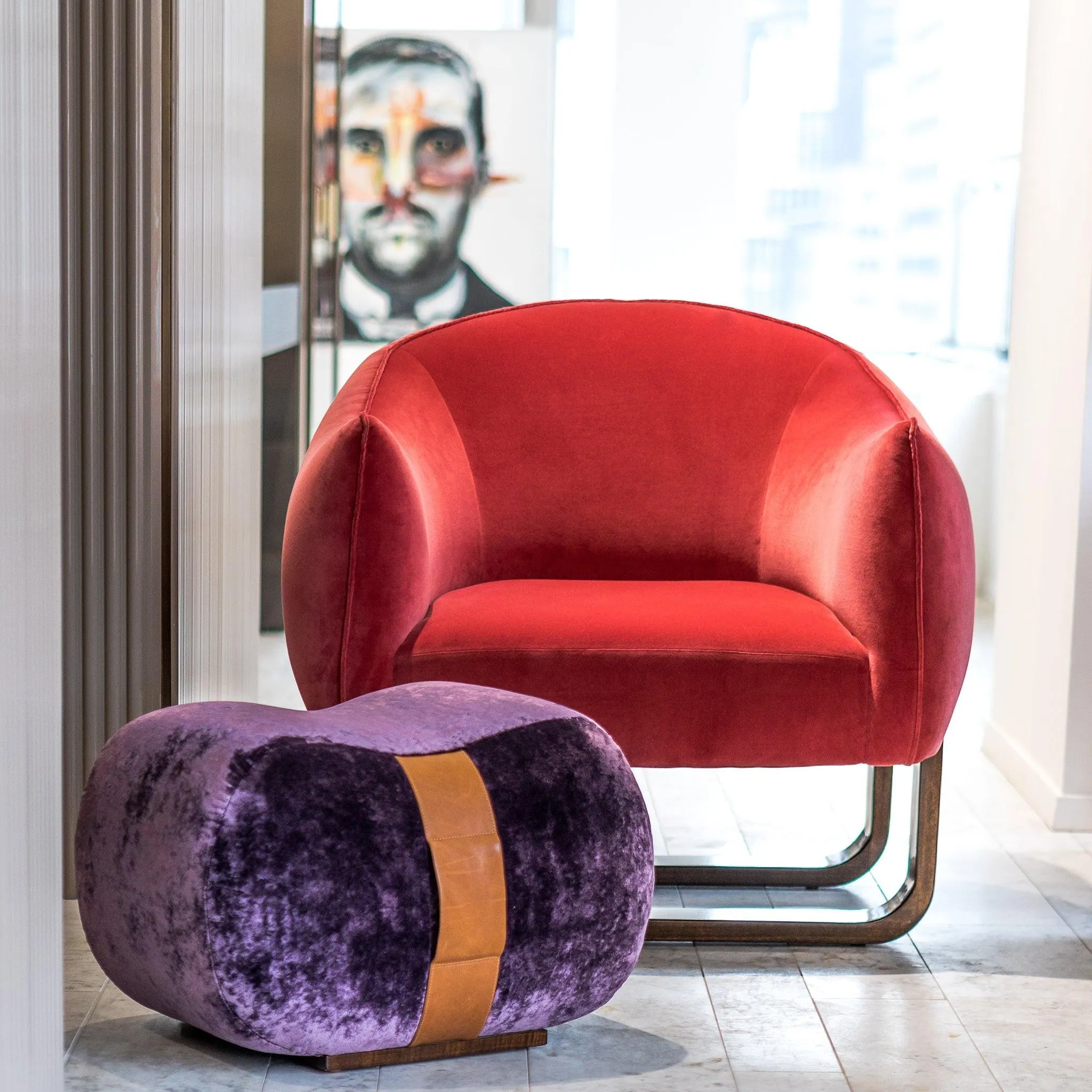 Milo Velvet Red Accent Chair