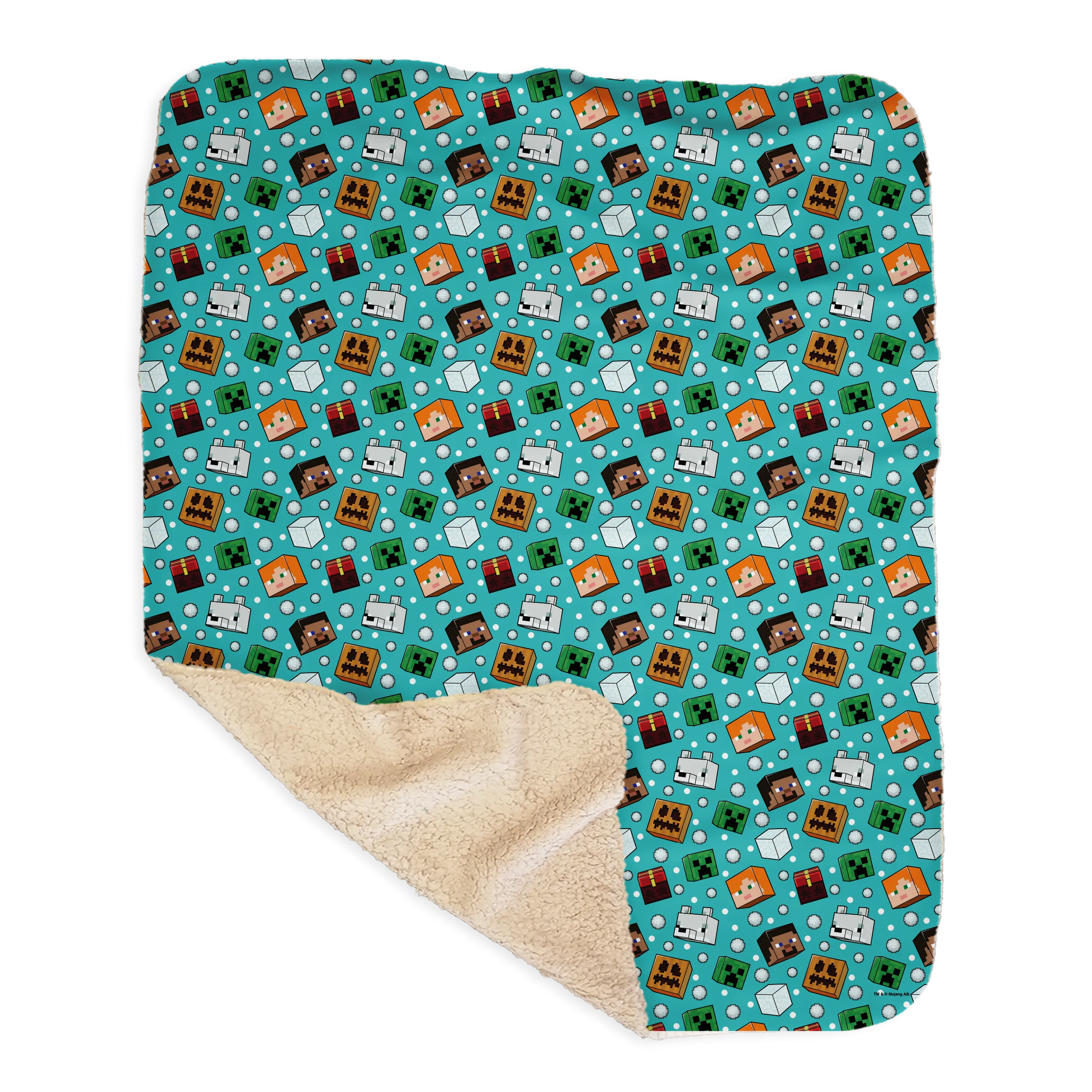 Minecraft Heads Holiday Sherpa Blanket