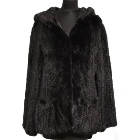 Mink Jacket with Hood and Pockets