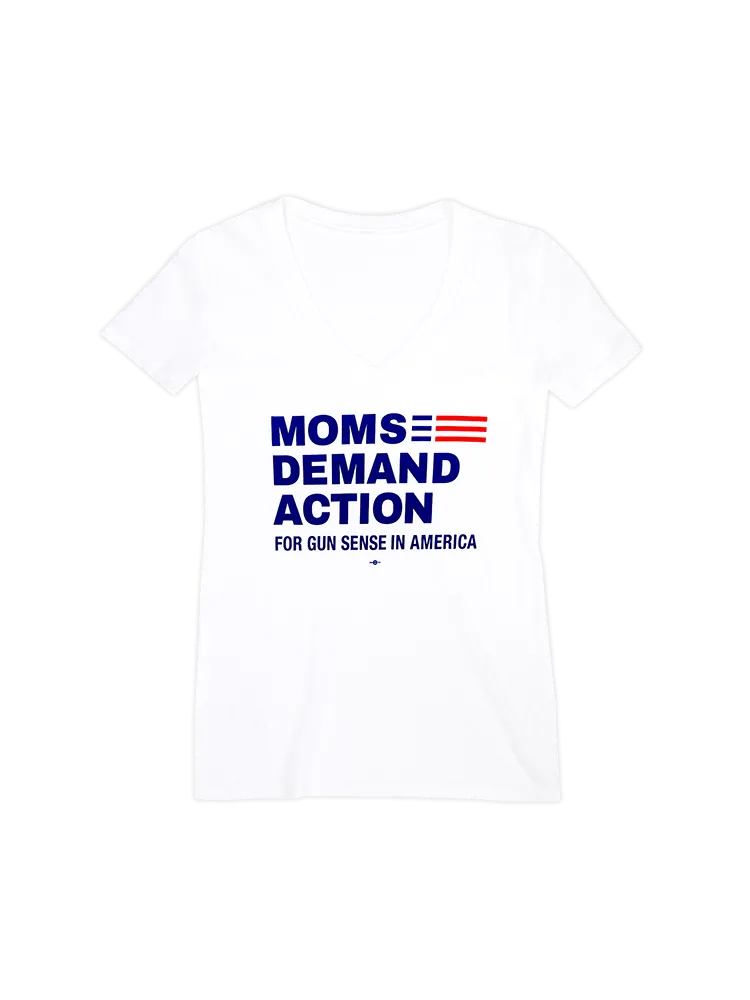 Moms Demand Action White V-Neck Tee