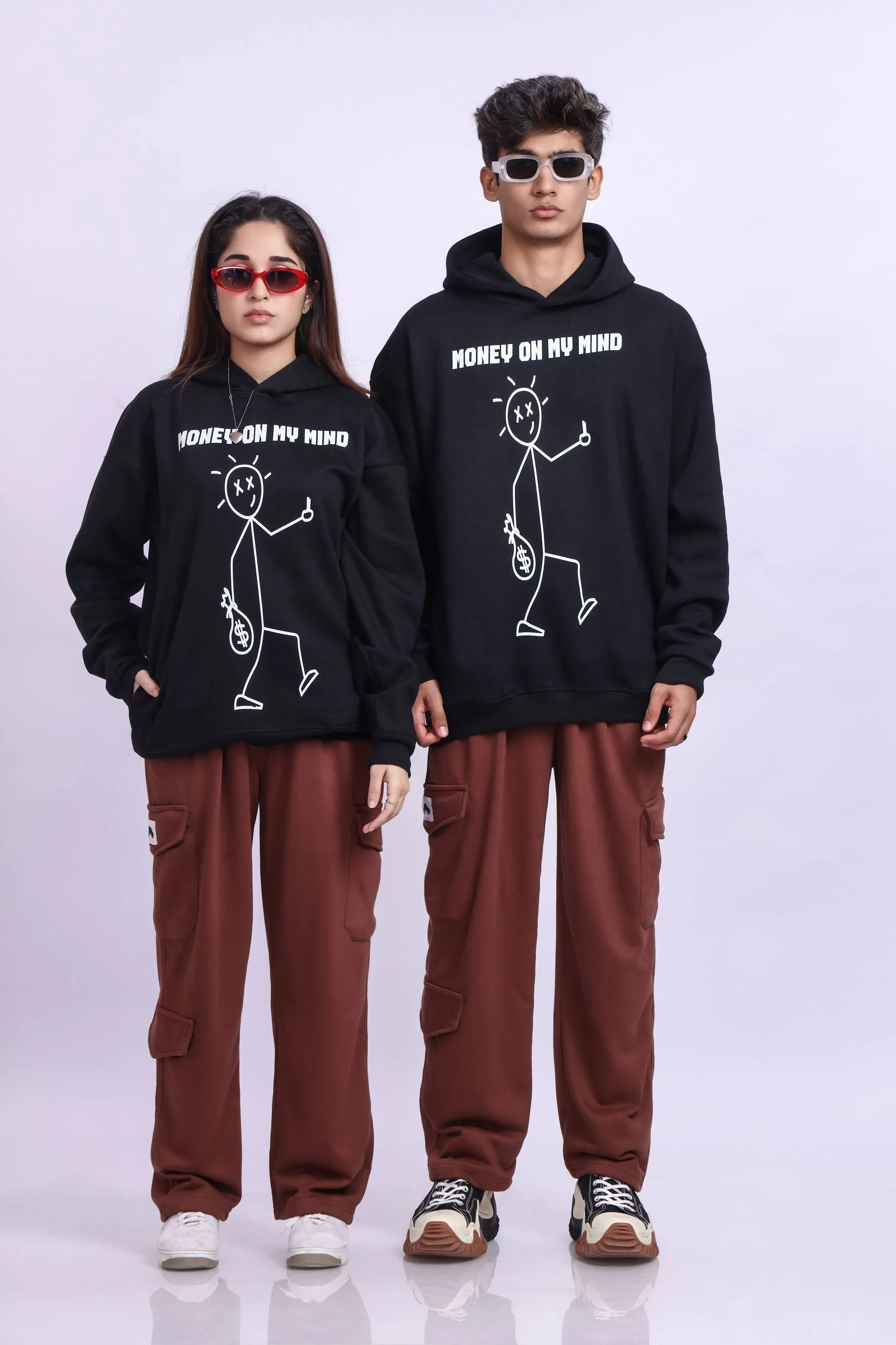 Money On My Mind Black Oversized Hoodie