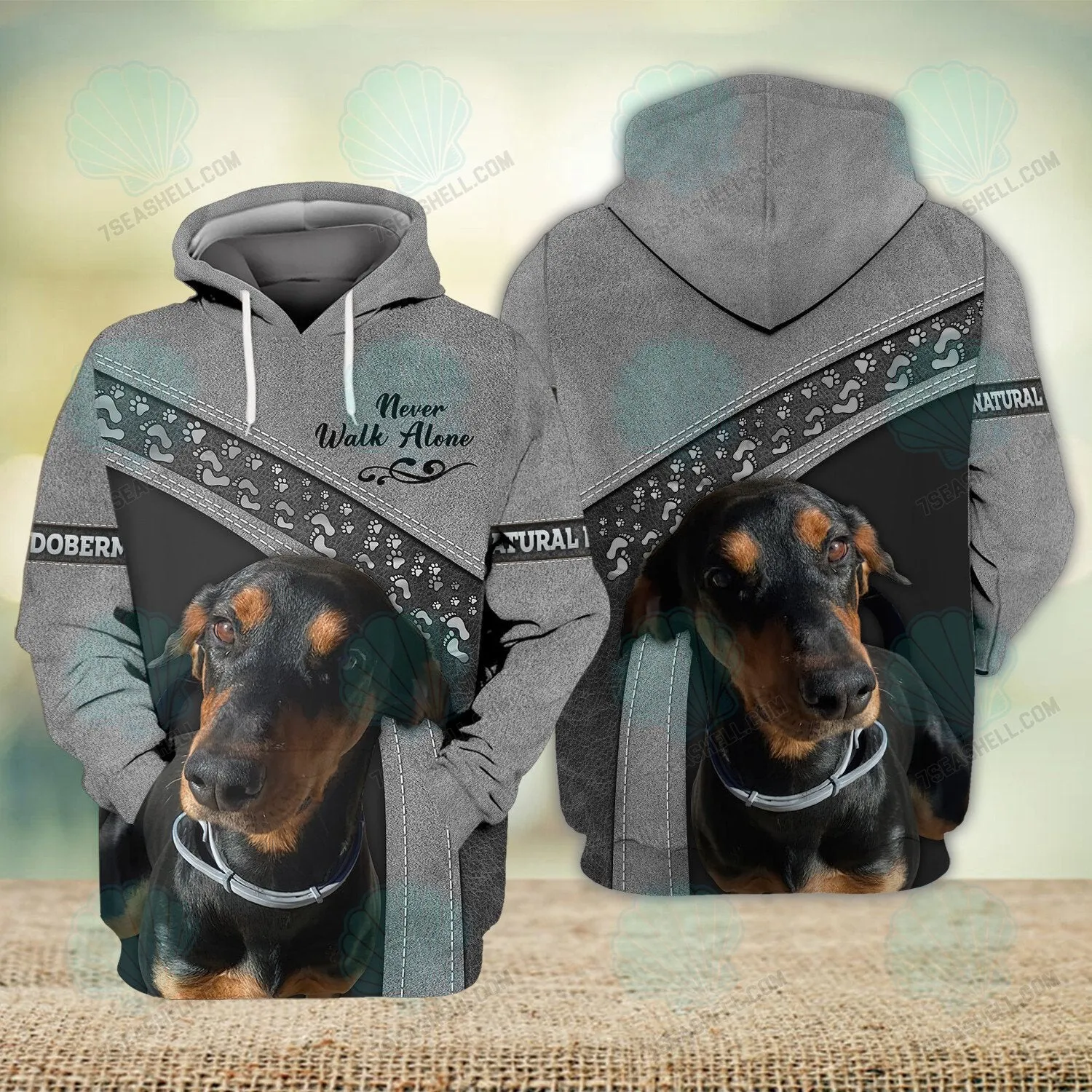 Natural Doberman Never Walk Alone 3D Full Print Shirts, Christmas Dog Memorial Gifts for loss of Dog