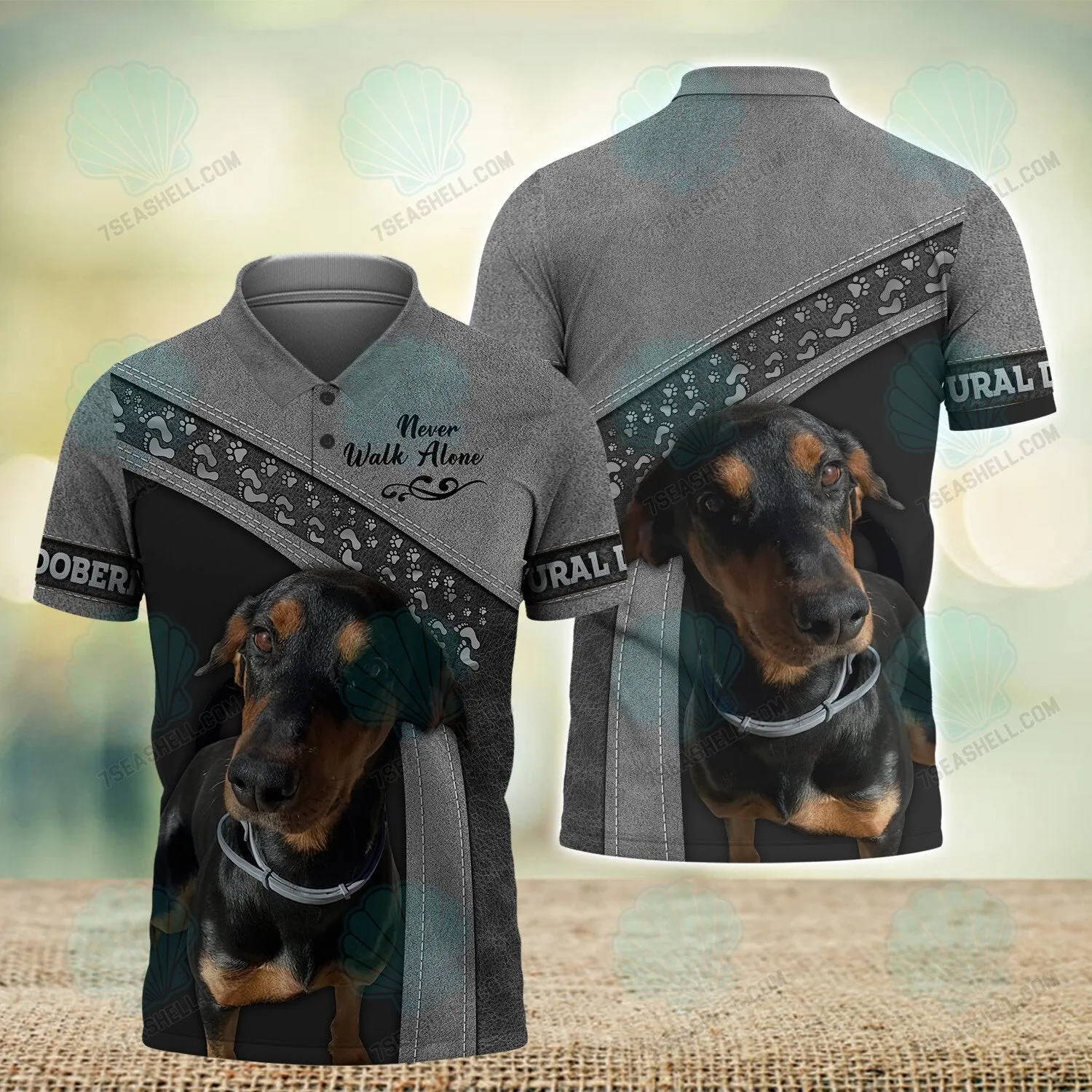 Natural Doberman Never Walk Alone 3D Full Print Shirts, Christmas Dog Memorial Gifts for loss of Dog