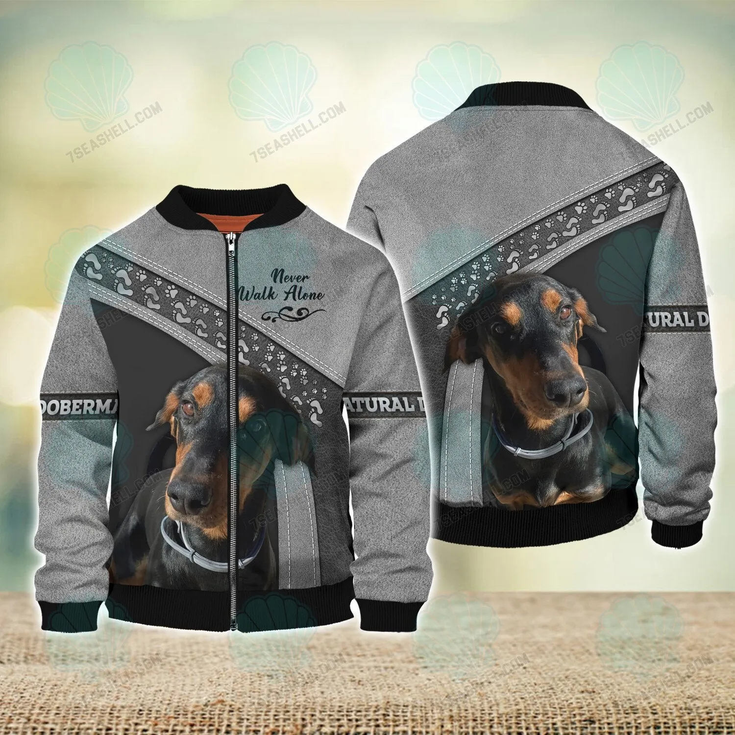 Natural Doberman Never Walk Alone 3D Full Print Shirts, Christmas Dog Memorial Gifts for loss of Dog