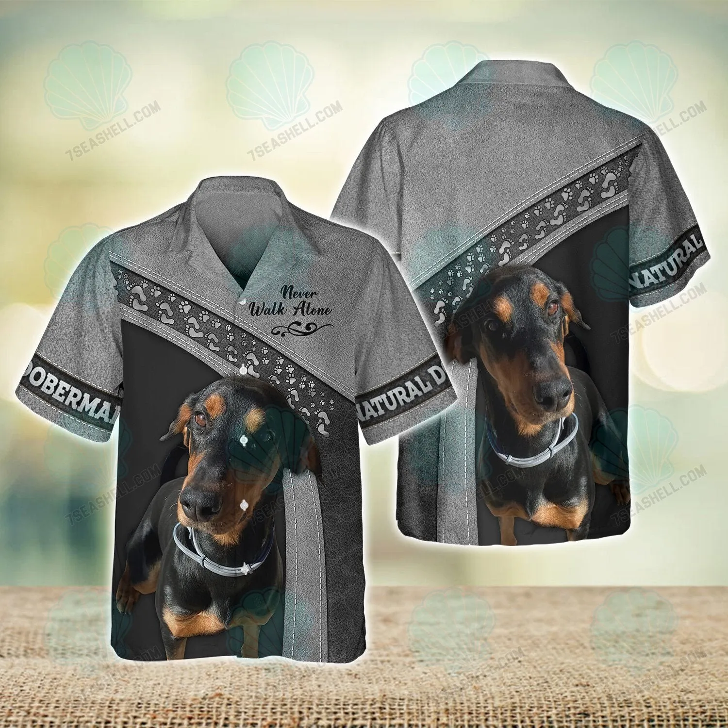 Natural Doberman Never Walk Alone 3D Full Print Shirts, Christmas Dog Memorial Gifts for loss of Dog