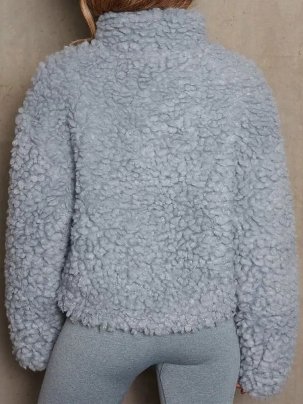 New Faux Fur Coats For Women Long Sleeves High Collar Casual Stretch White Winter Short Coat