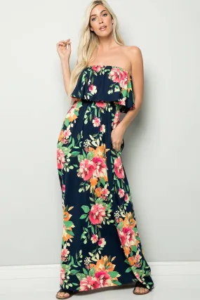Off Shoulder Floral Maxi Dress