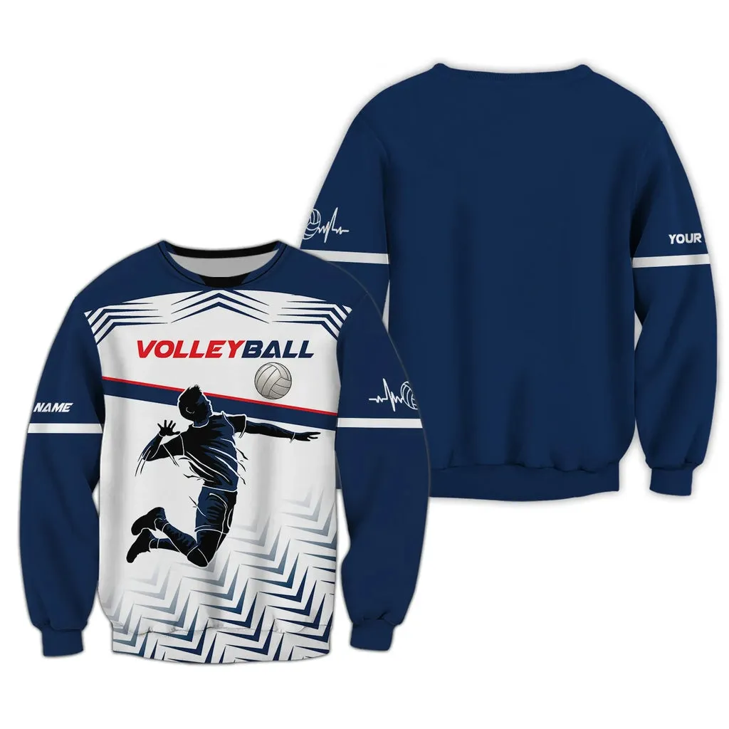 Personalized Name Heartbeat Volleyball Sweatshirt Hoodie Shirt, Volleyball Christmas Shirt