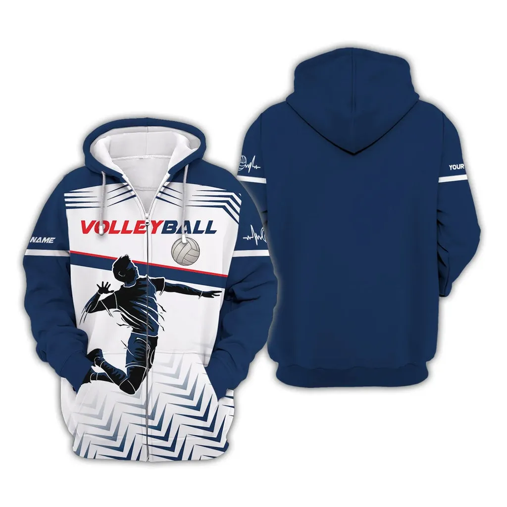 Personalized Name Heartbeat Volleyball Sweatshirt Hoodie Shirt, Volleyball Christmas Shirt