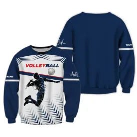 Personalized Name Heartbeat Volleyball Sweatshirt Hoodie Shirt, Volleyball Christmas Shirt