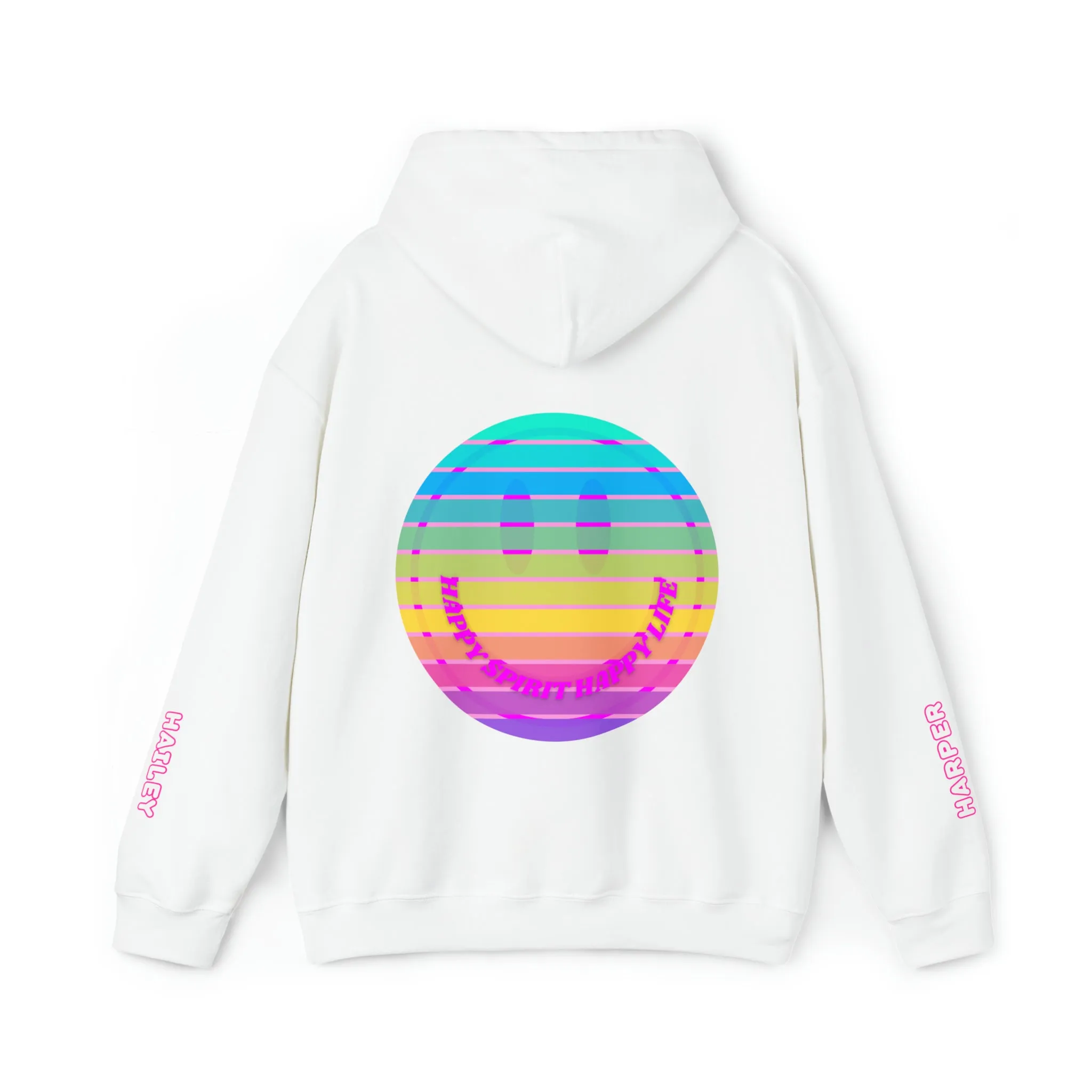 Personalized Name Hoodie, Aesthetic Hoodie, Happy Spirit Happy Life, Smile Hoodie, Happy Mind Hoodie, Mental Health Hoodie, Rainbow Hoodie