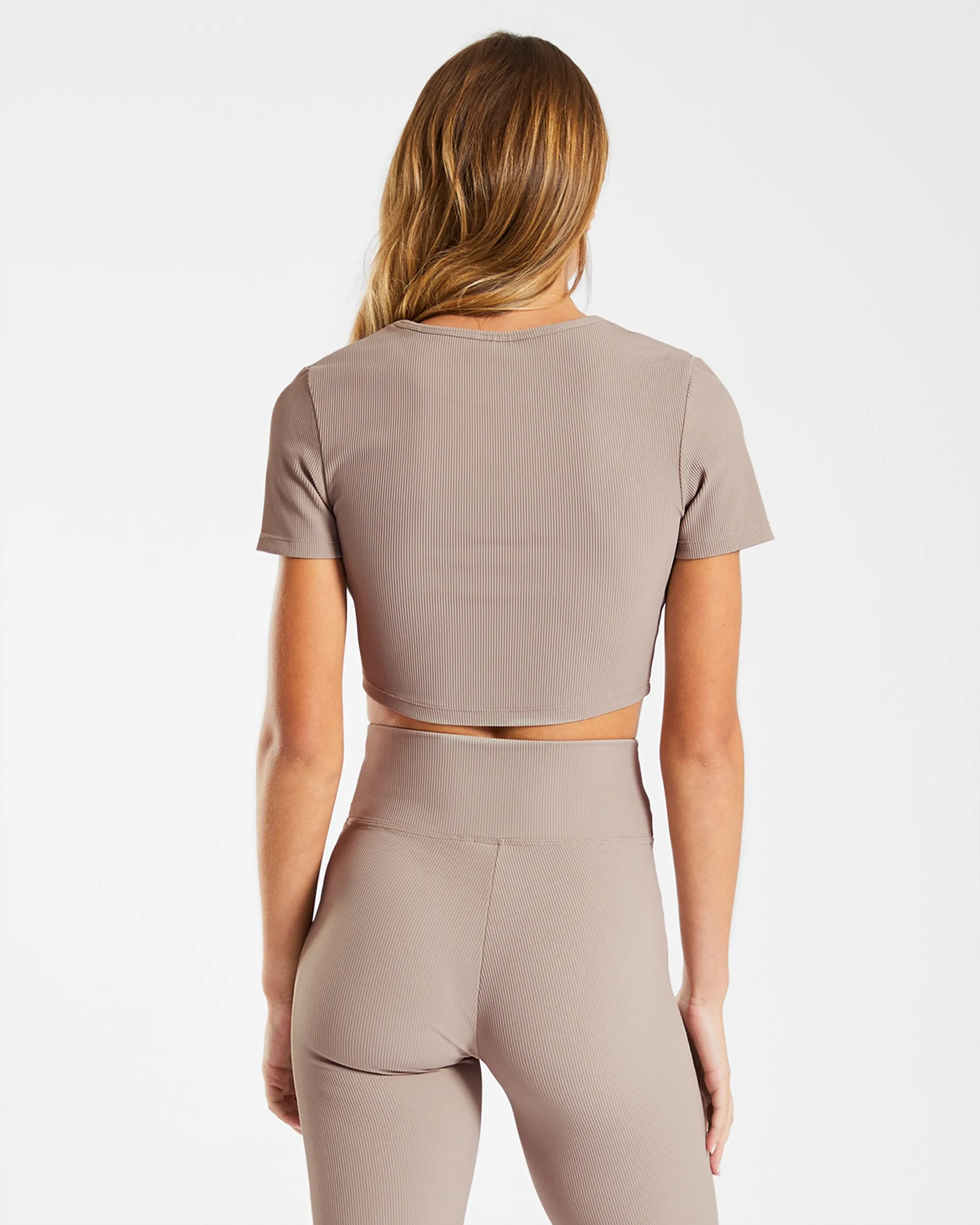 Sculpt Ribbed Crop Top - Taupe