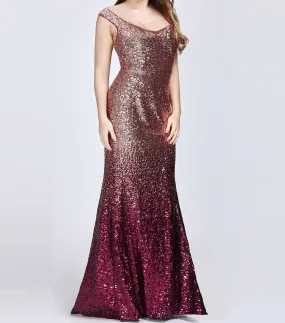 Sequins Two Tone Fit and Flair  Gown  Size 14 Style 1008999